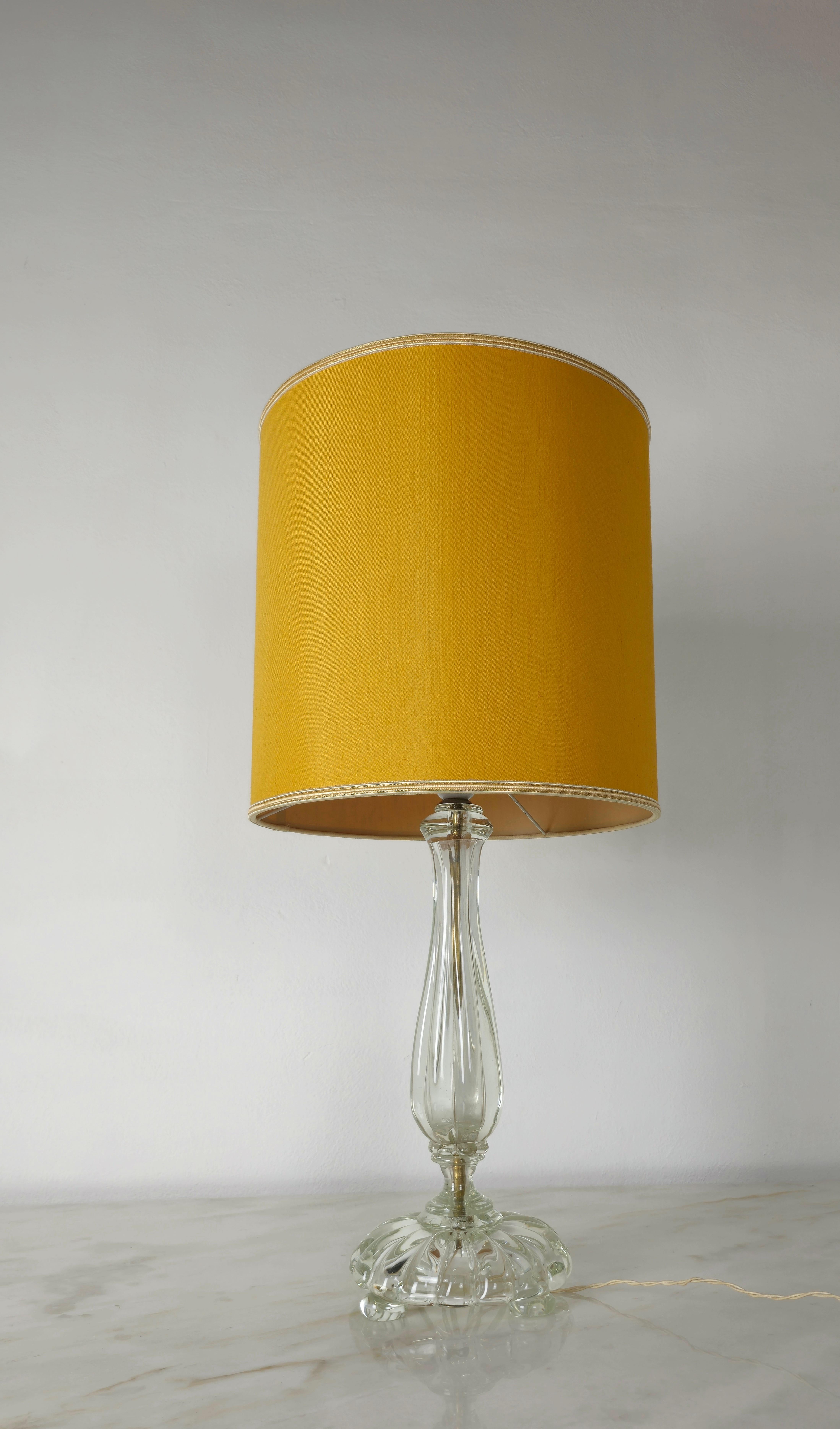 Table Lamp Seguso Murano Glass Fabric Midcentury Italian Design 1940s For Sale 3