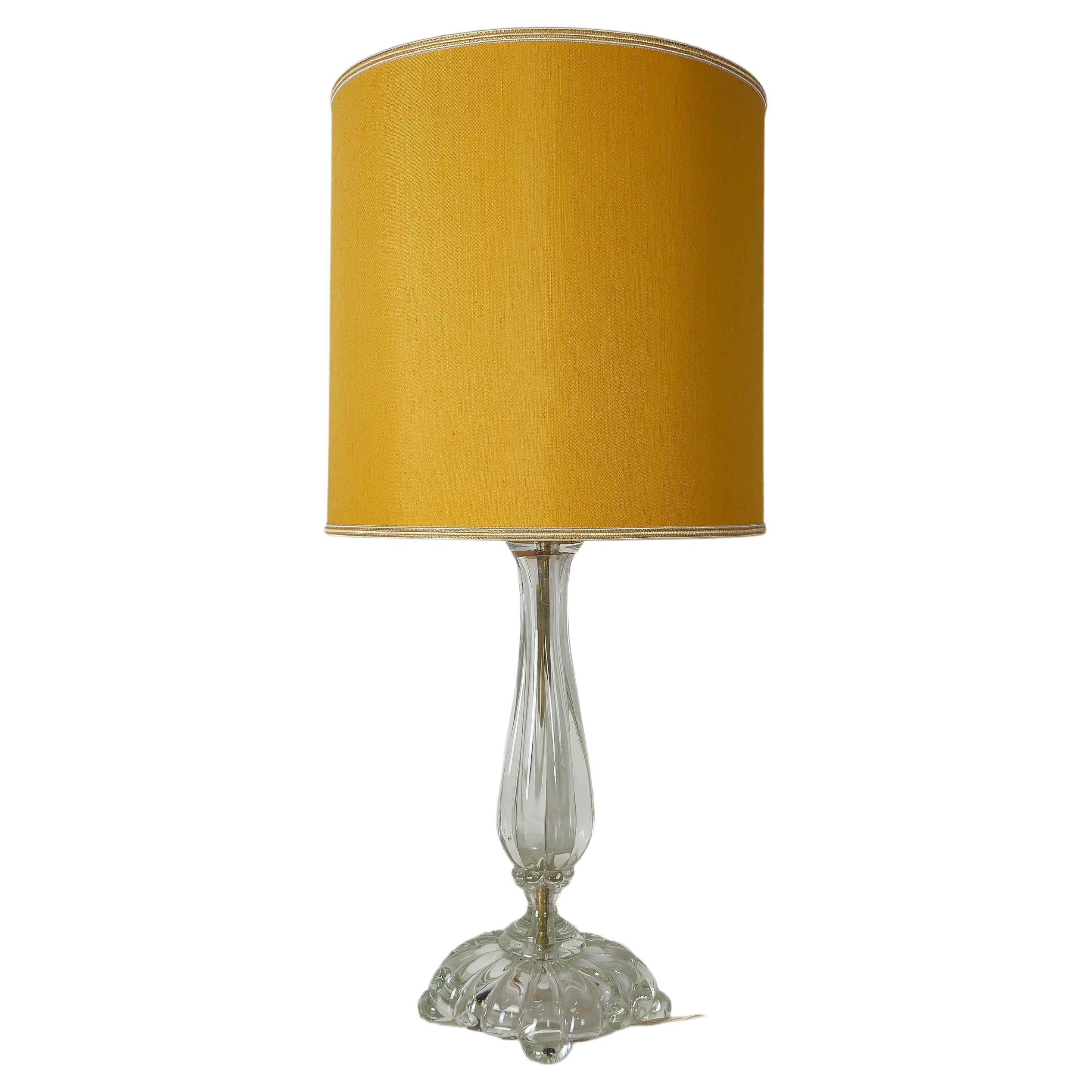 Table Lamp Seguso Murano Glass Fabric Midcentury Italian Design 1940s For Sale