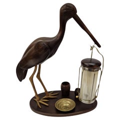 Table lamp set, bird holding lantern, ashtray, Design, Aldo Tura, 1940s, Italy