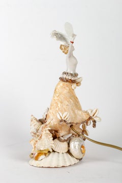 Table Lamp, Shell and Porcelain Sculpture, 20th Century.