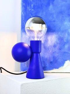 Contemporary Matte Blue Stoneware Table Lamp, Minimalist Design SIRENA