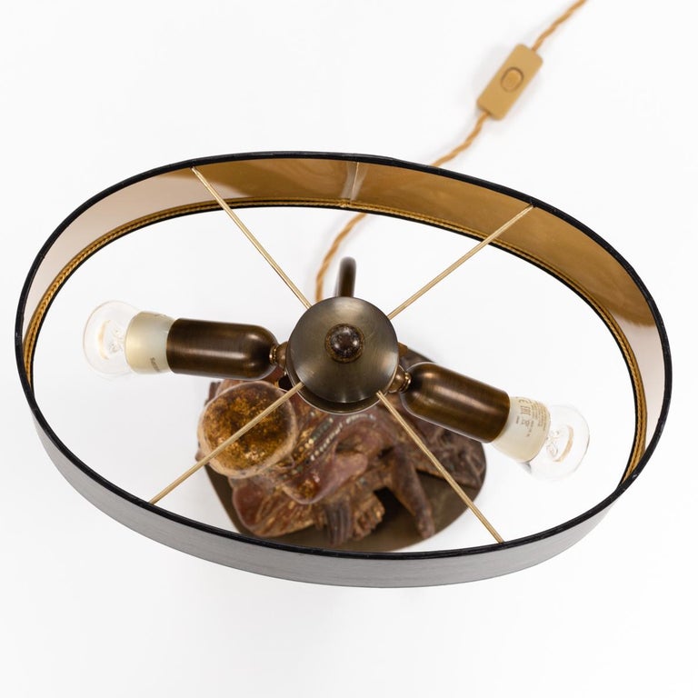 Table Lamp Sitting Wooden Mandalay Priest with Decorations, Burma, 19th Century For Sale at 1stDibs