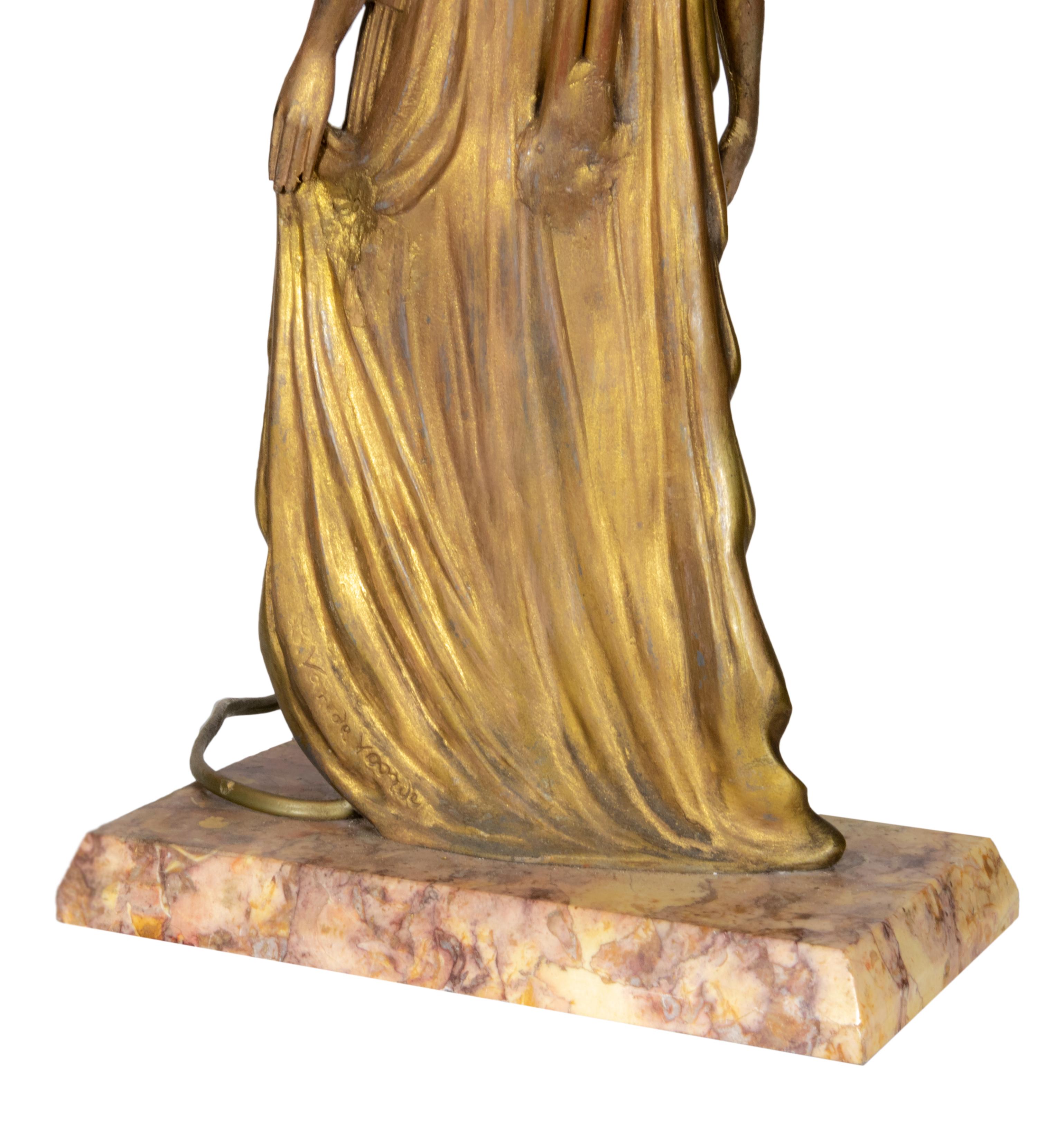 Tischlampe-Statue von Georges Van de Voorde, Frankreich, 1925 im Angebot 2