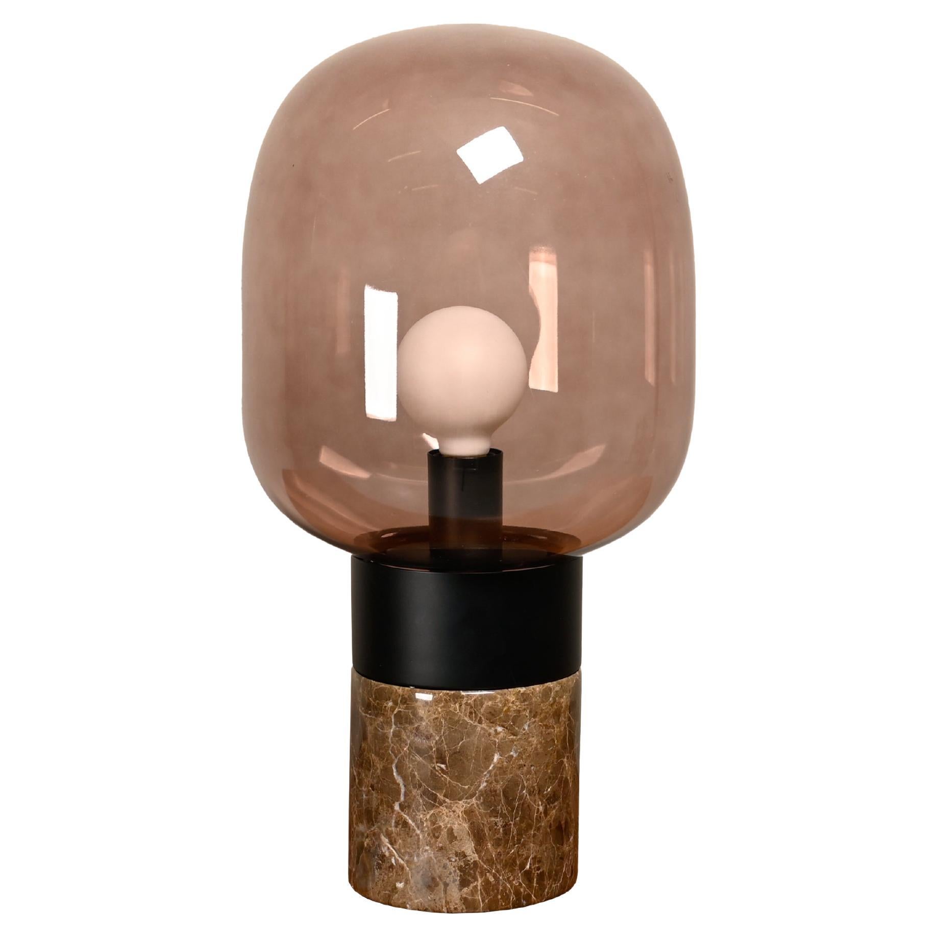 Lámpara de mesa Estocolmo de Benny Frandsen en mármol y cristal ahumado, Dinamarca en venta