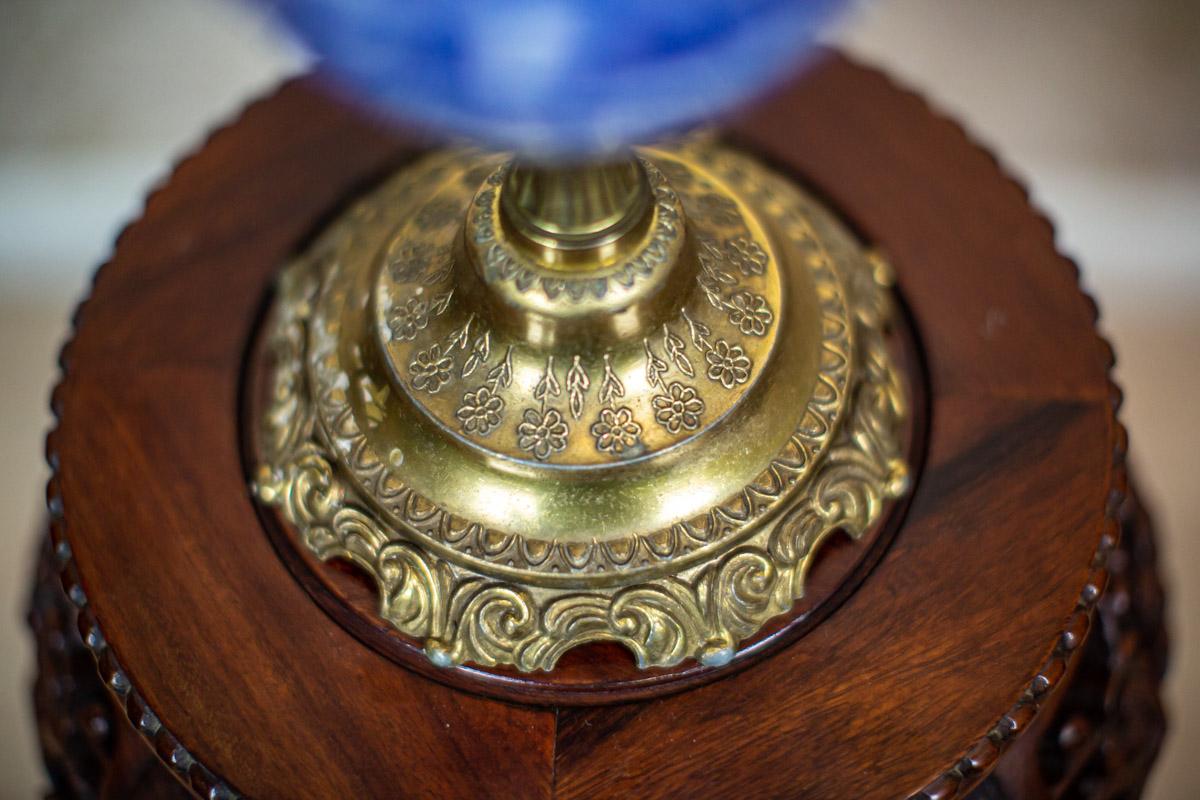 Brass and Faïence Table Lamp Stylized as Kerosene Lamp, circa the 1980s/1990s 8