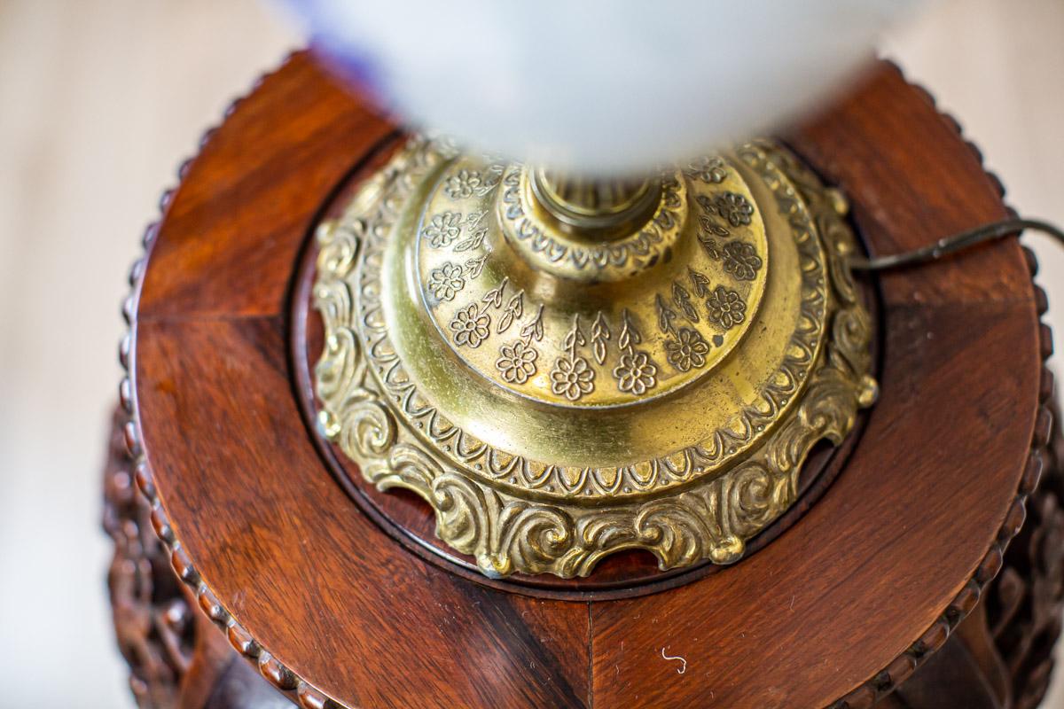 Brass and Faïence Table Lamp Stylized as Kerosene Lamp, circa the 1980s/1990s 10