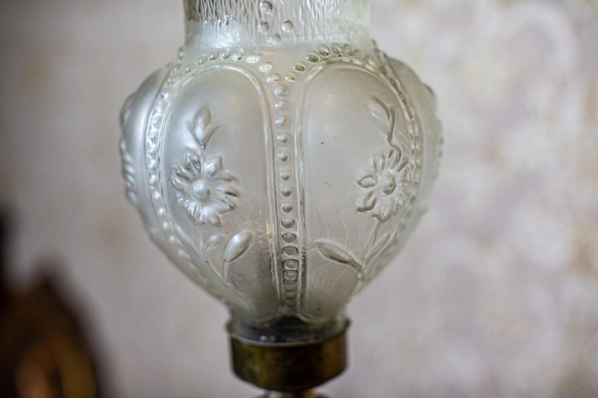 Brass and Faïence Table Lamp Stylized as Kerosene Lamp, circa the 1980s/1990s 3