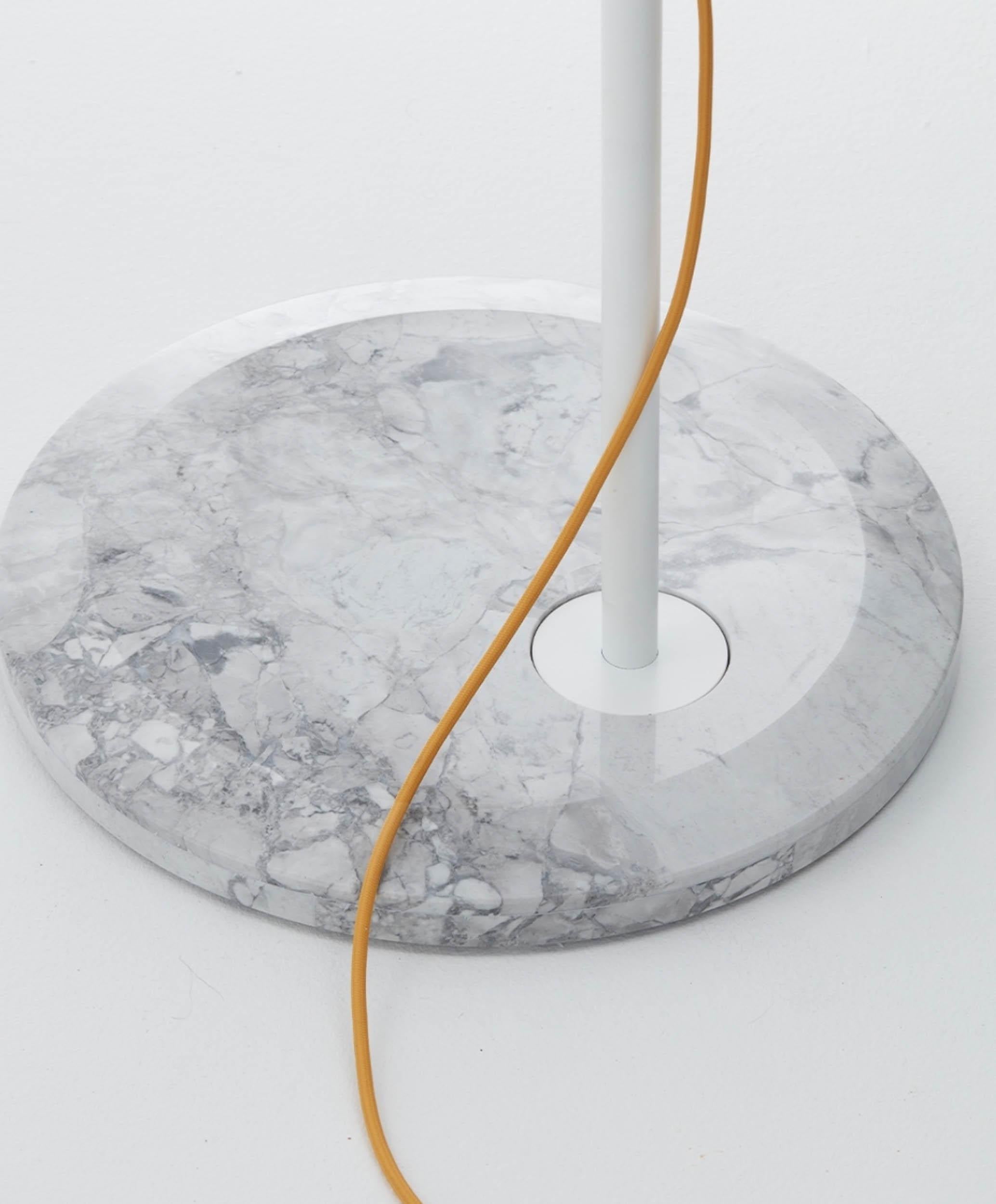 Table Lamp 'Takayama' by Man of Parts 
Signed by Yabu Pushelberg 

Black or white texture powder coated metal frame with woven cord and marble base
Stone base: Sahara Noir Marble or Invisible White Marble
Cord: Burgundy or Yellow 

Model shown: