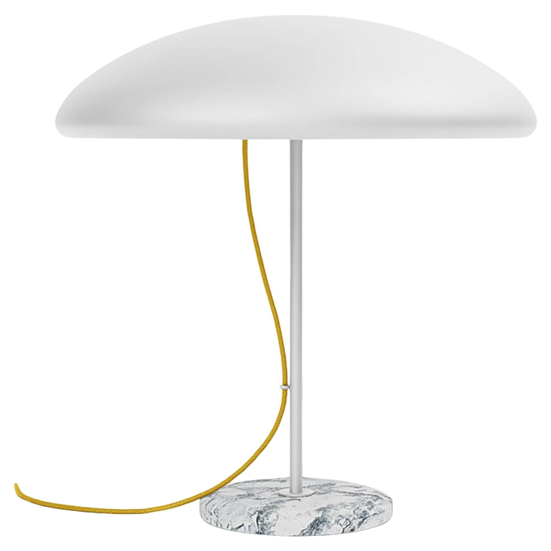 Table Lamp 'Takayama' by Man of Parts, White Metal Frame + White Marble Base  For Sale