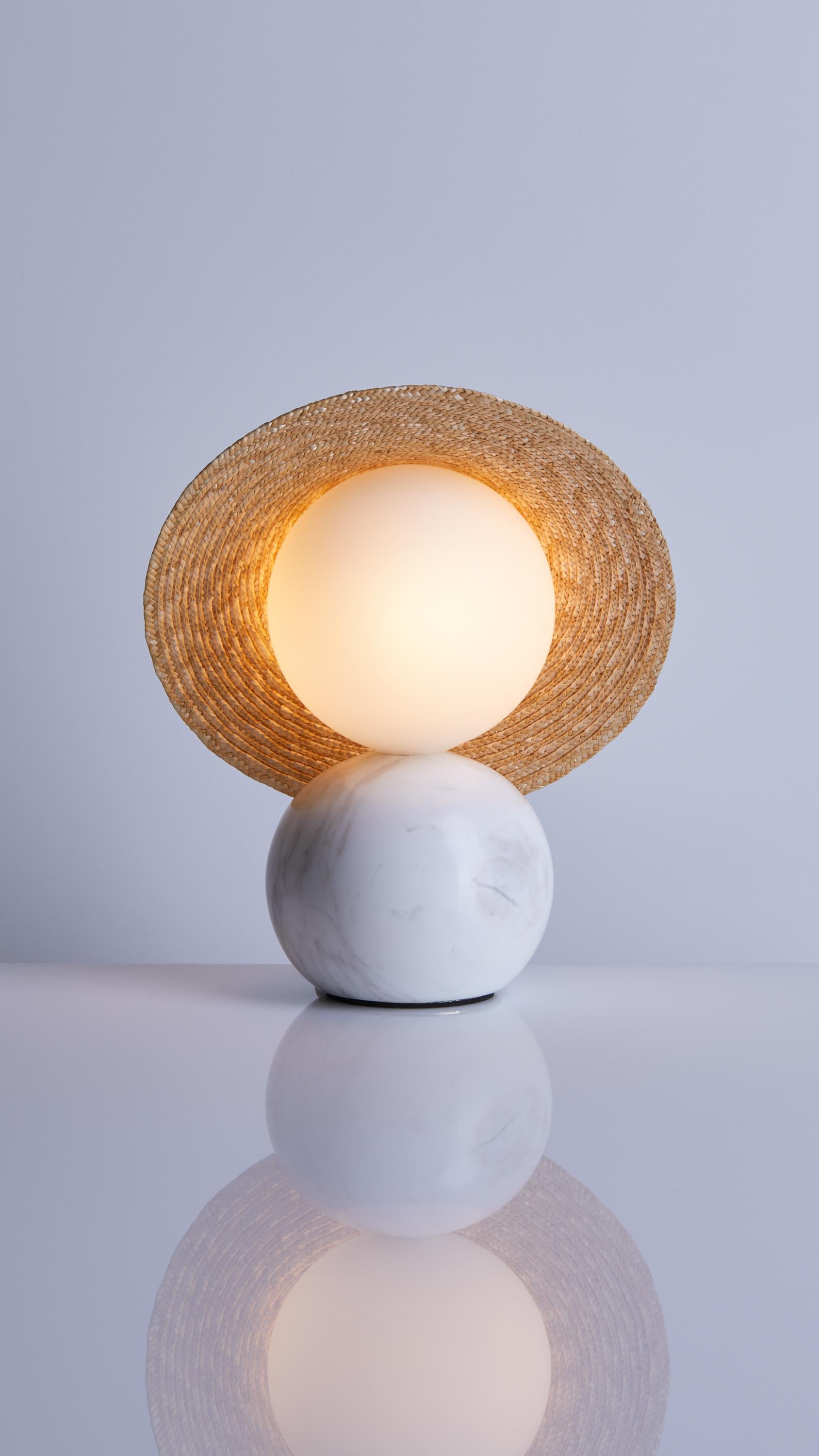 Minimalist Table lamp Théros 0.2 by Aristotelis Barakos, made out of white marble For Sale