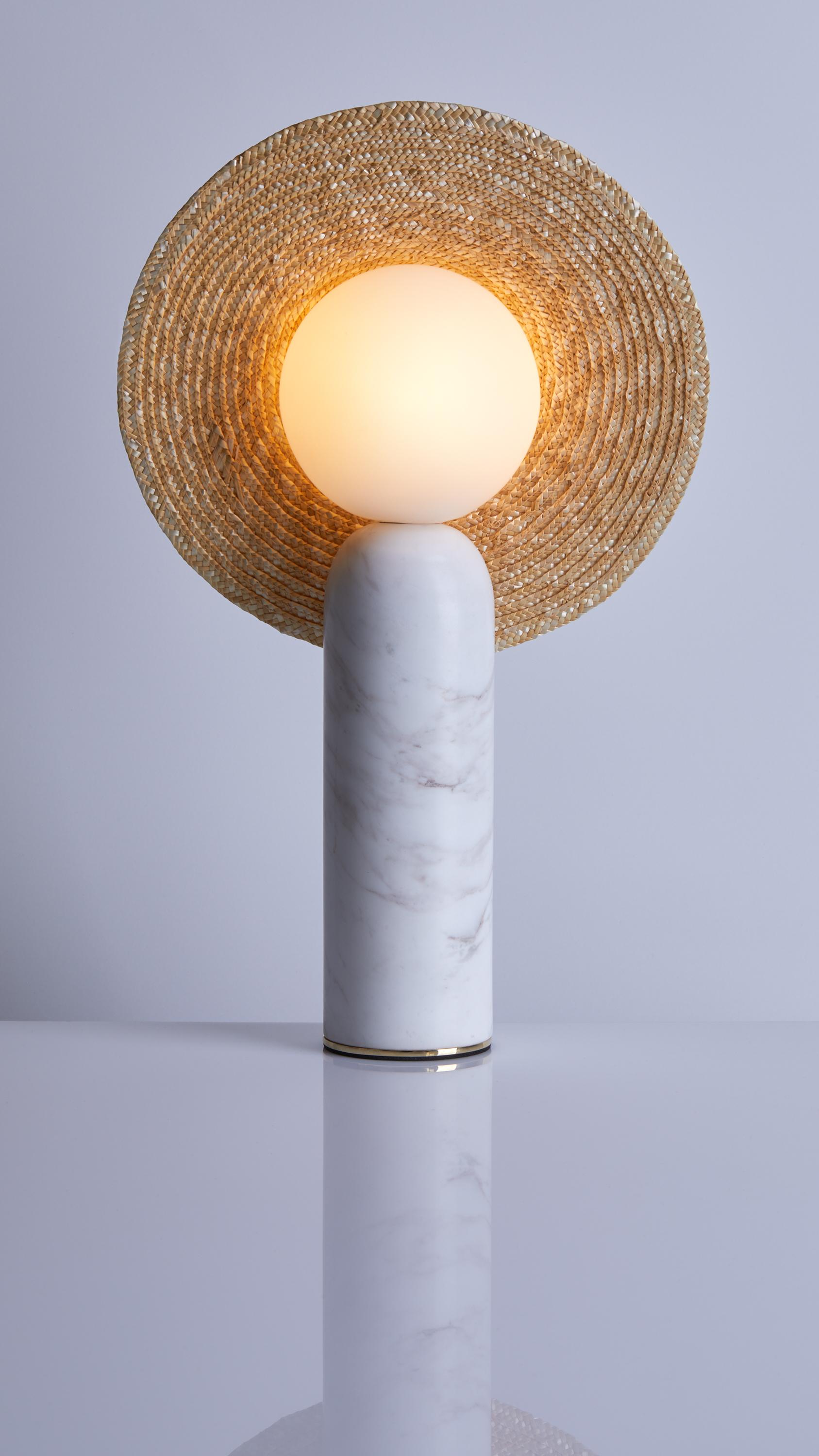 Minimalist Table Lamp Théros 0.3 by Aristotelis Barakos, Made Out of White Marble For Sale