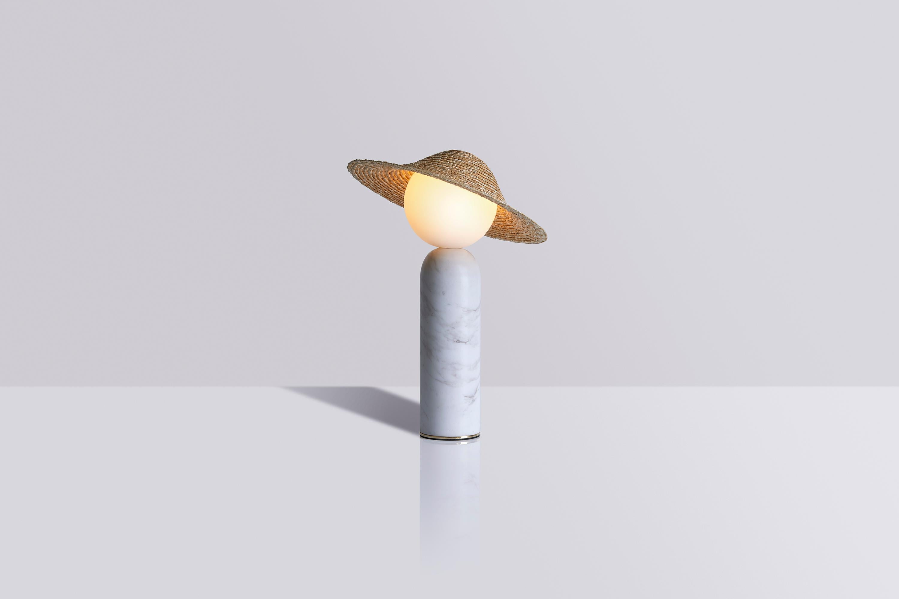 Greek Table Lamp Théros 0.3 by Aristotelis Barakos, Made Out of White Marble For Sale