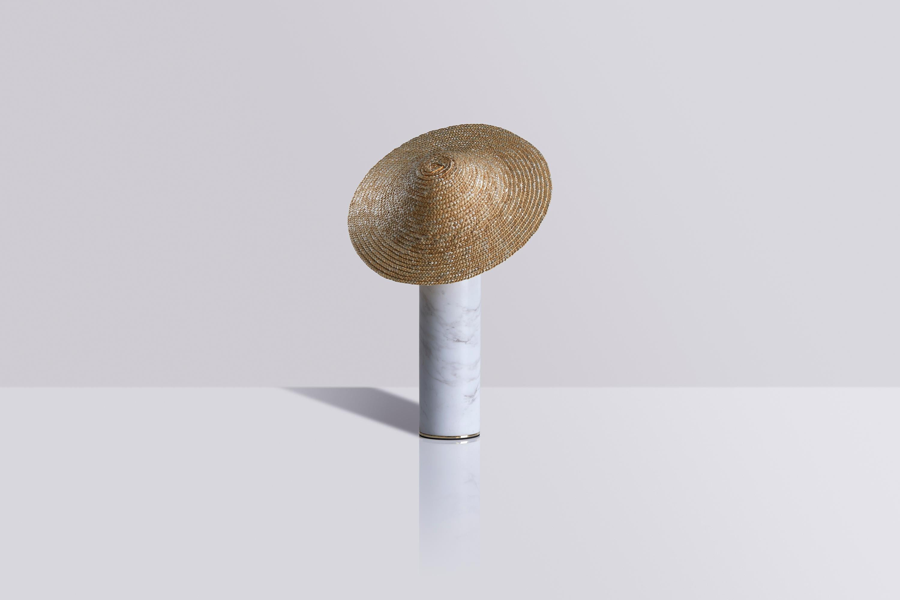Hand-Crafted Table Lamp Théros 0.3 by Aristotelis Barakos, Made Out of White Marble For Sale