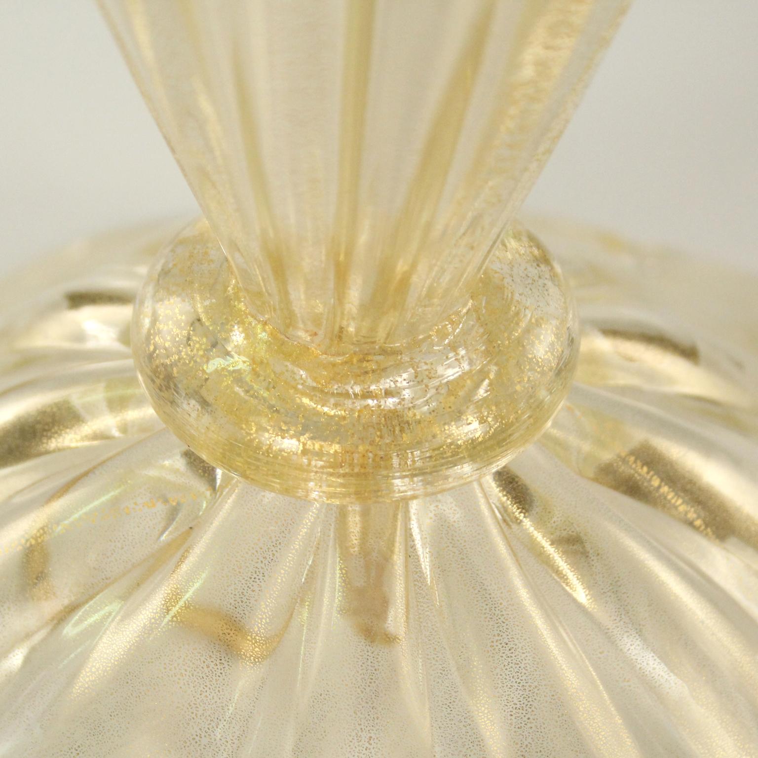 Other One Artistic Table lamp clear- Golden leaf Murano Glass by Multiforme in stock For Sale
