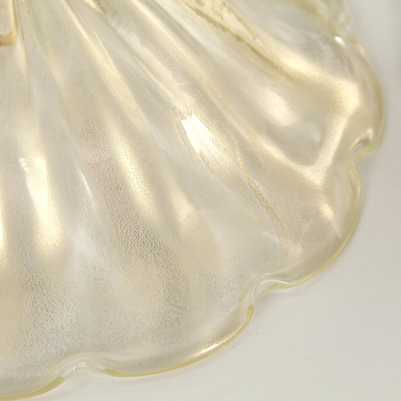 Blown Glass One Artistic Table lamp clear- Golden leaf Murano Glass by Multiforme in stock For Sale