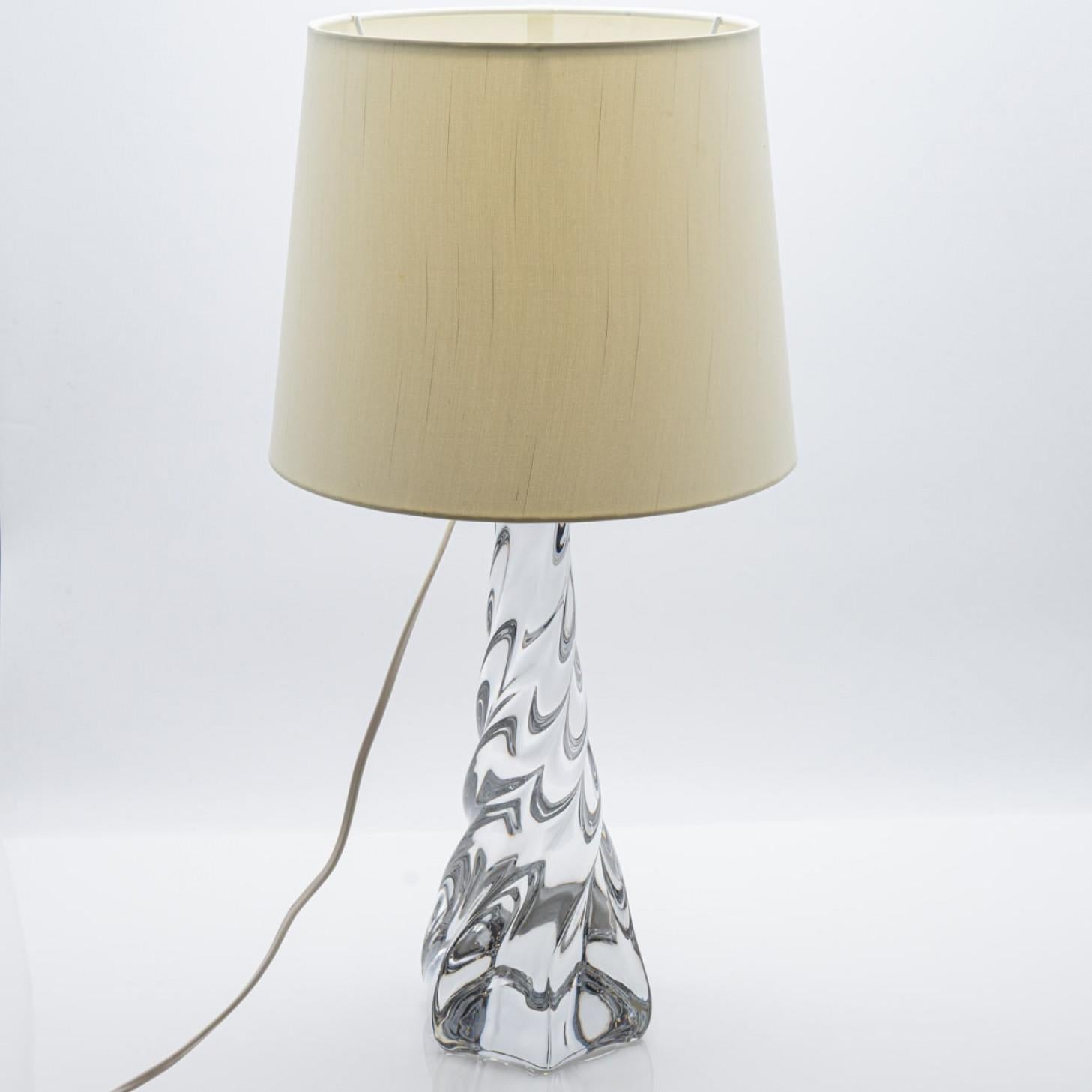 Table Lamp Twisted Spiral Crystal Glass, France Francés en venta