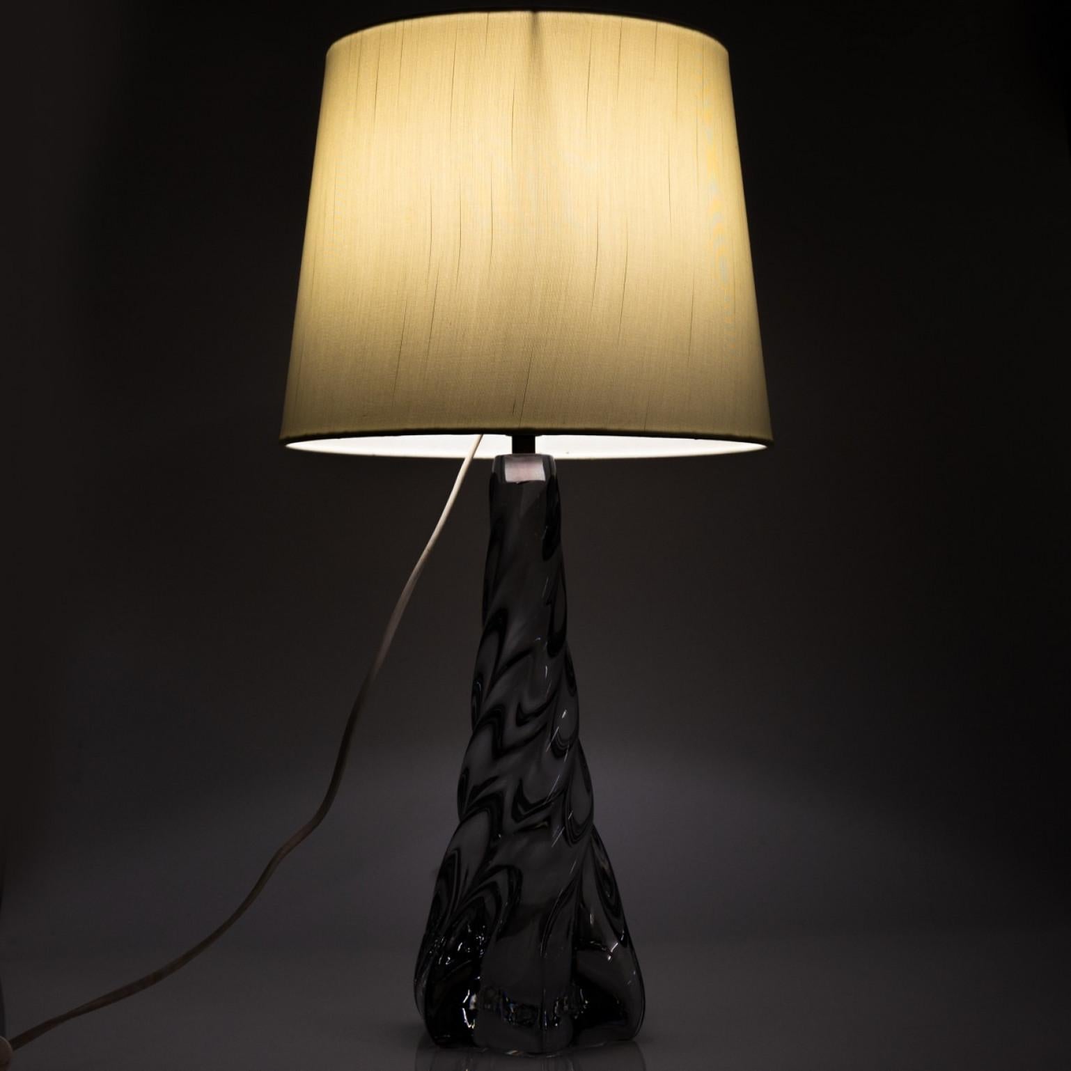 Table Lamp Twisted Spiral Crystal Glass, France Hecho a mano en venta