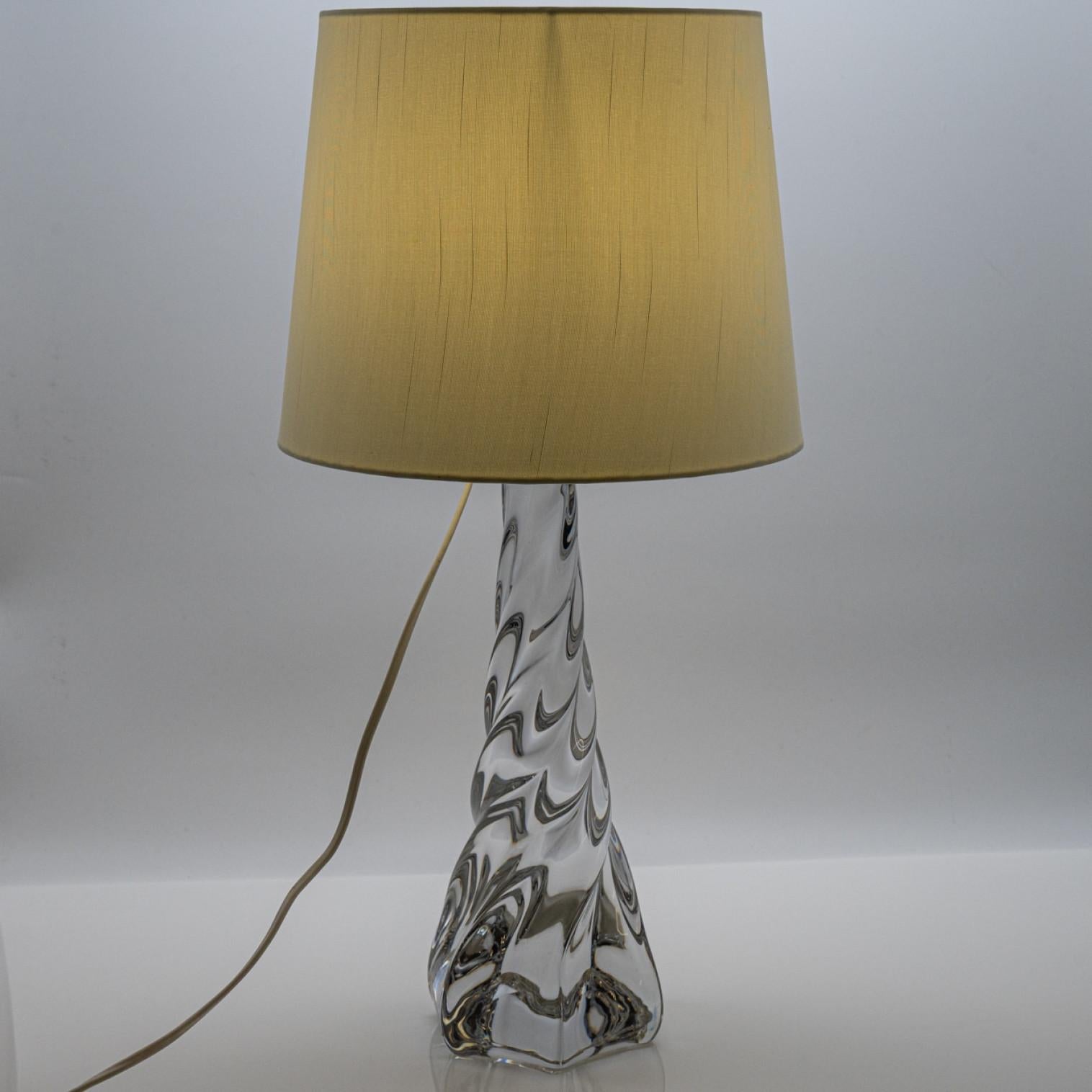 Table Lamp Twisted Spiral Crystal Glass, France en Bueno estado para la venta en Rijssen, NL