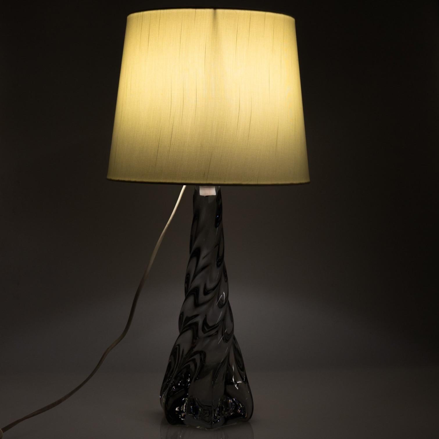 Table Lamp Twisted Spiral Crystal Glass, France finales del siglo XX en venta