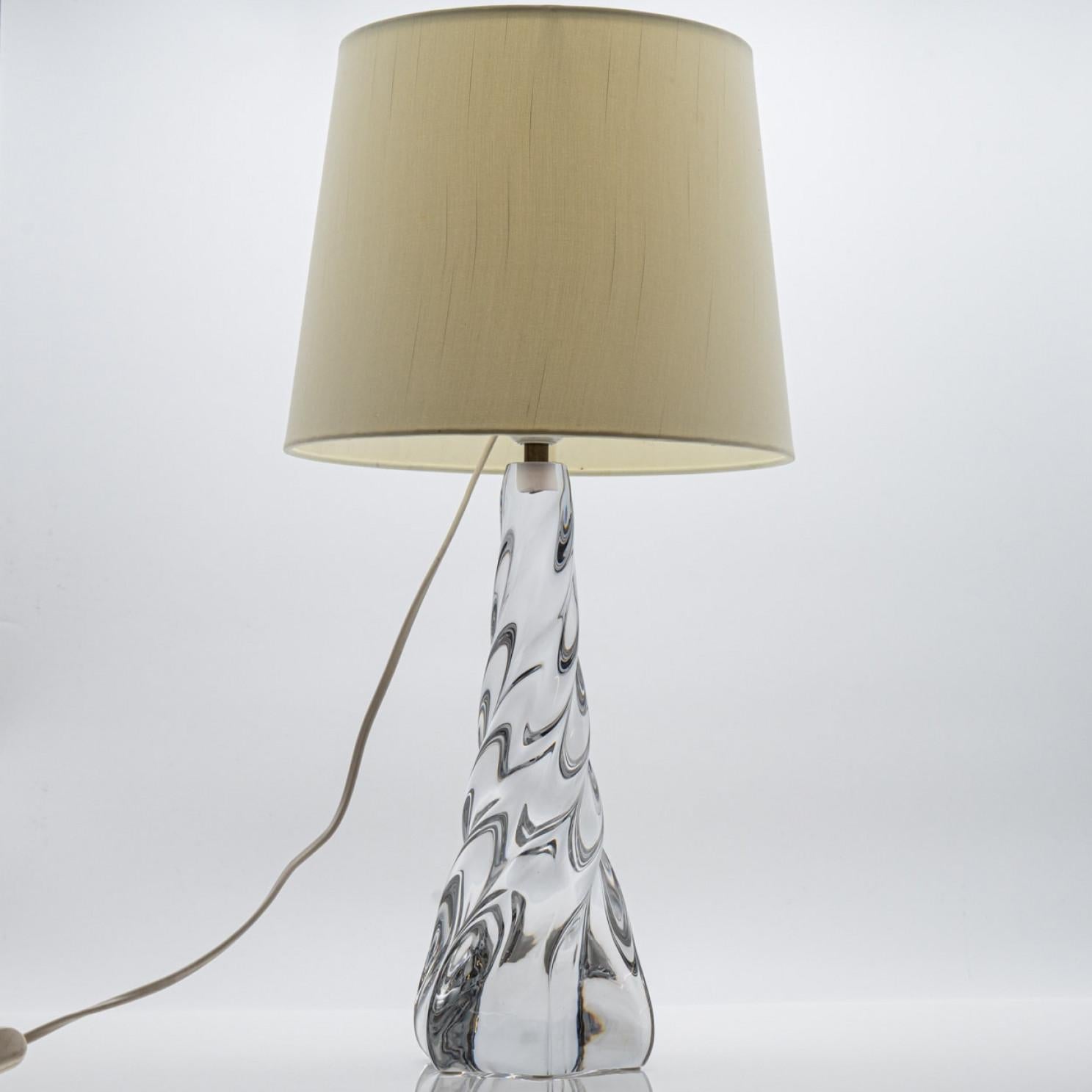 Table Lamp Twisted Spiral Crystal Glass, France Vidrio en venta