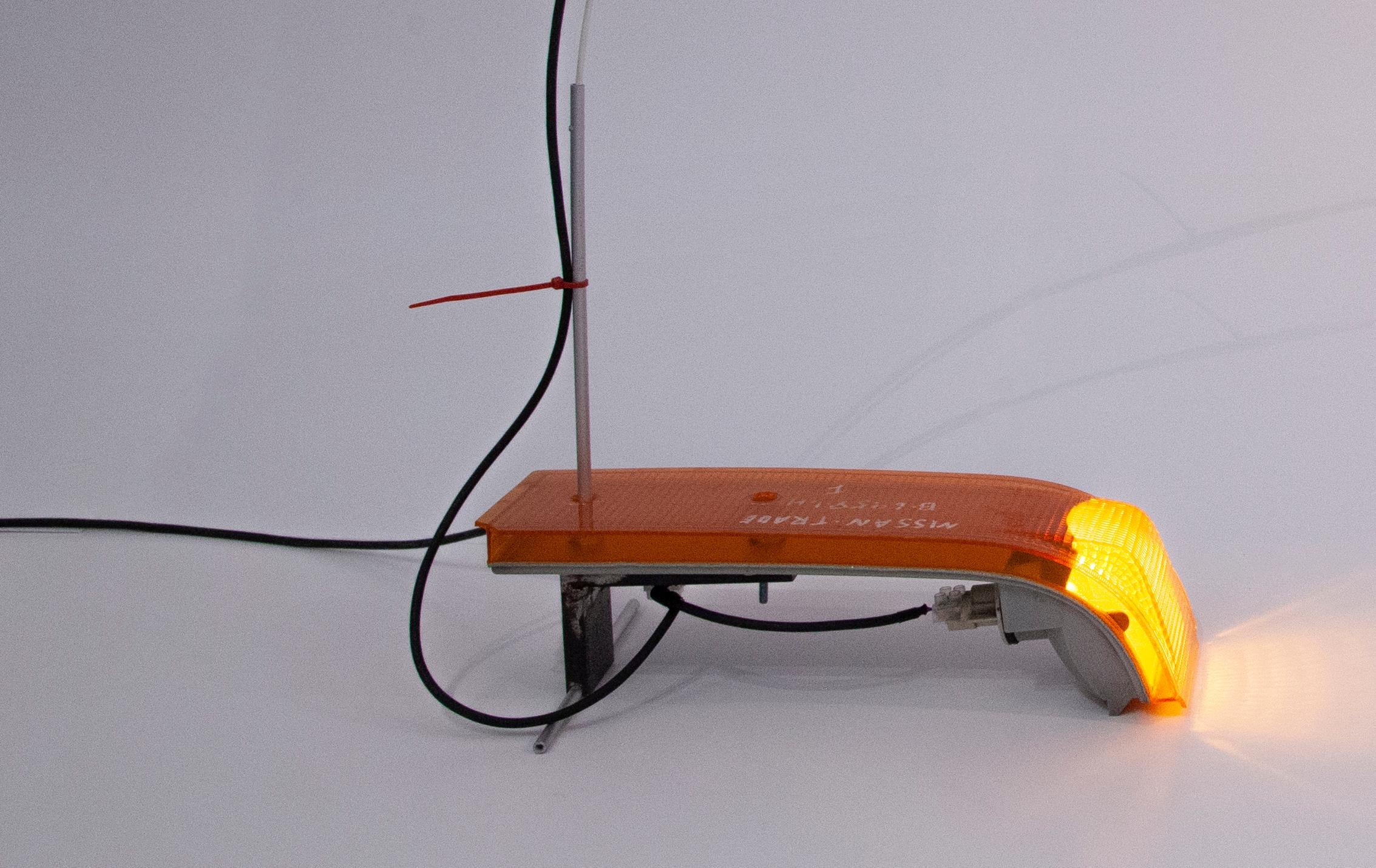 Spanish Table Lamp Upcycled Second Hand Vehicles Contemporary Trade Logos by A. Arola For Sale