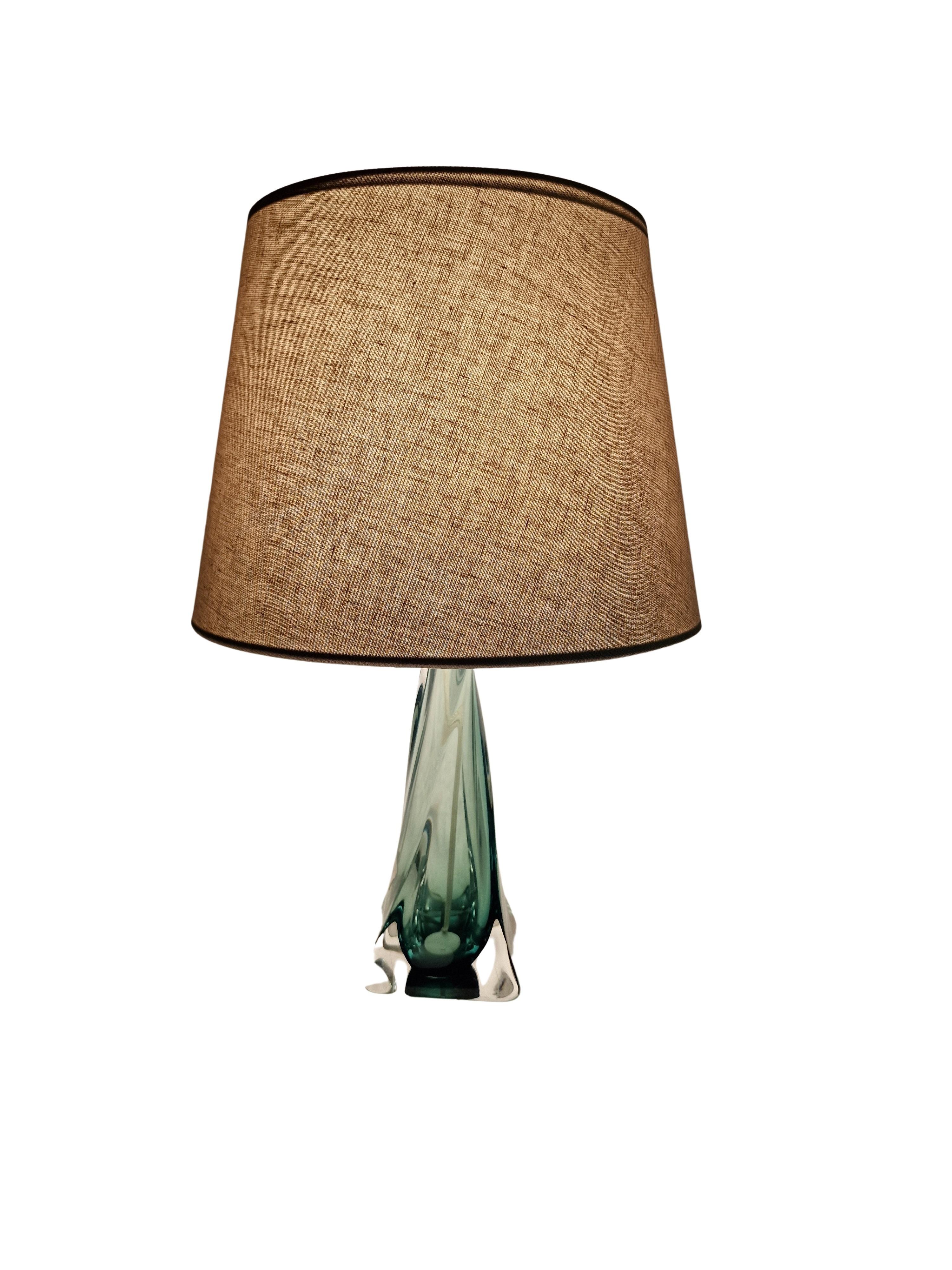 Belgian Table lamp Val Saint Lambert heavy crystal Mid-Century Design 1950s Belgium