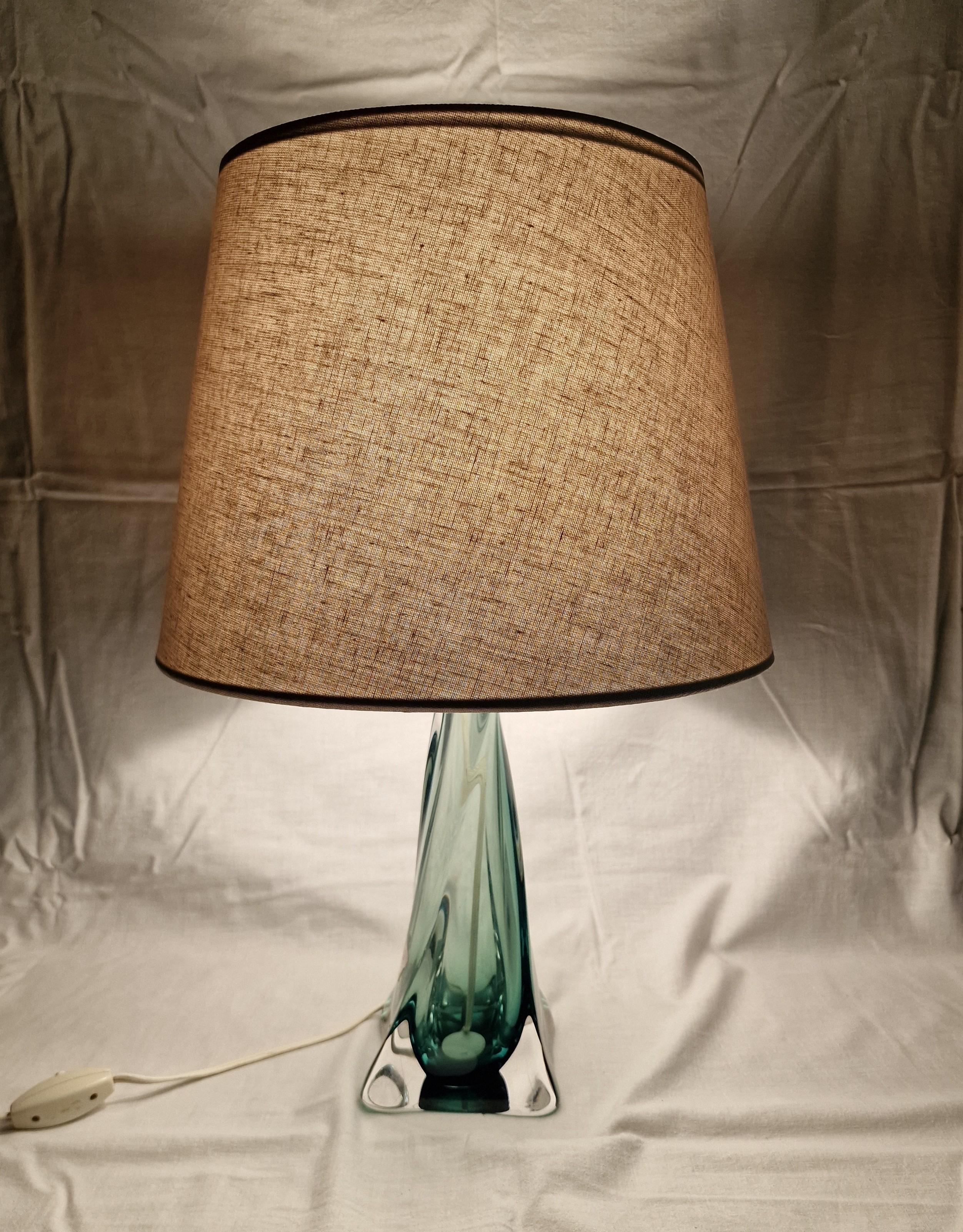 Table lamp Val Saint Lambert heavy crystal Mid-Century Design 1950s Belgium In Good Condition In Wien, AT