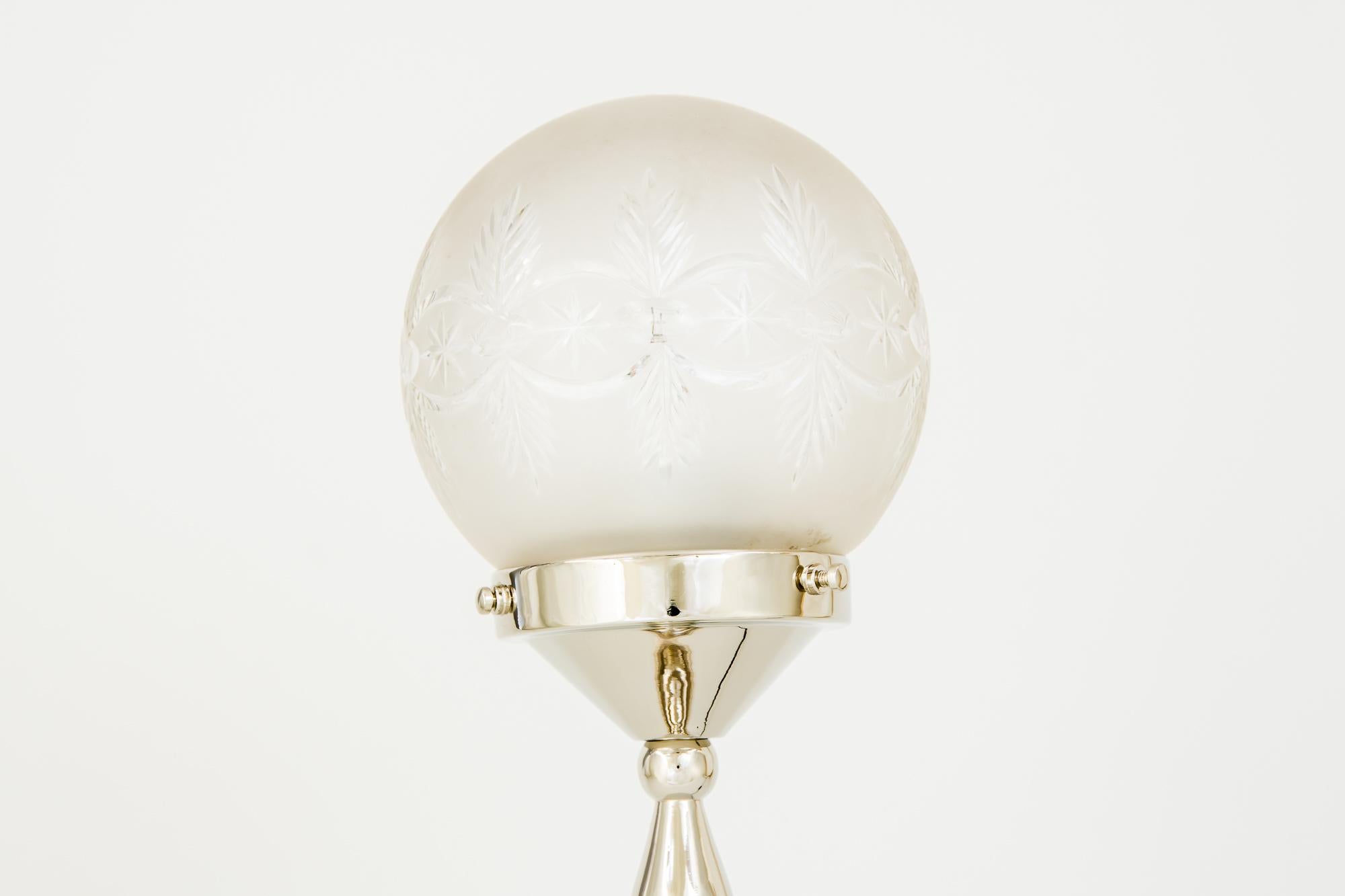 Plated Table Lamp Vienna Around with Original Shade, 1920s