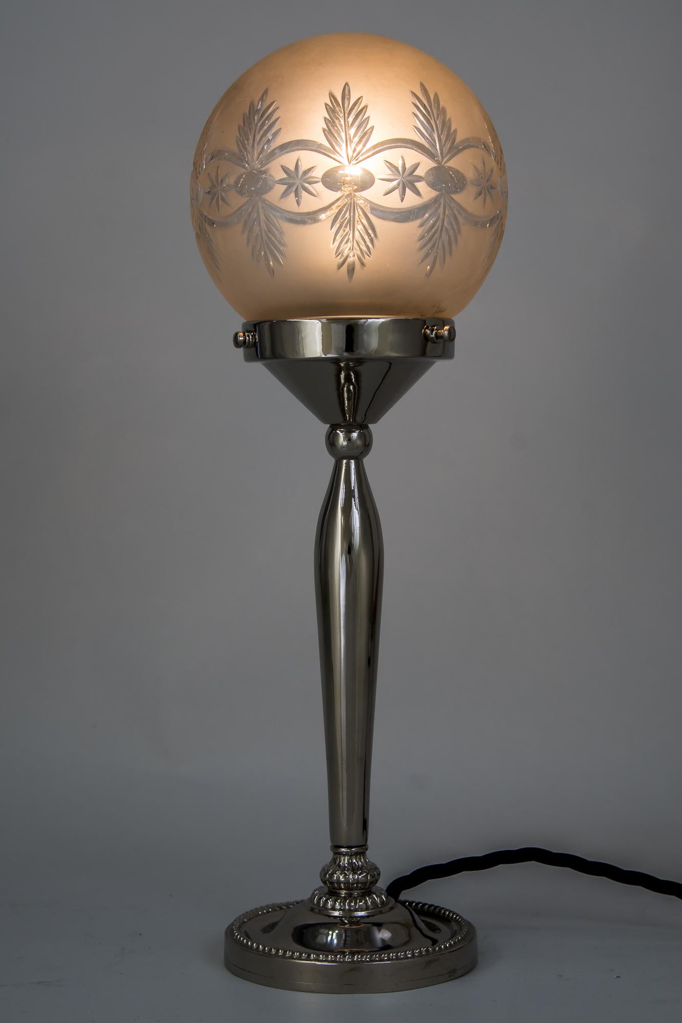 Early 20th Century Table Lamp Vienna Around with Original Shade, 1920s
