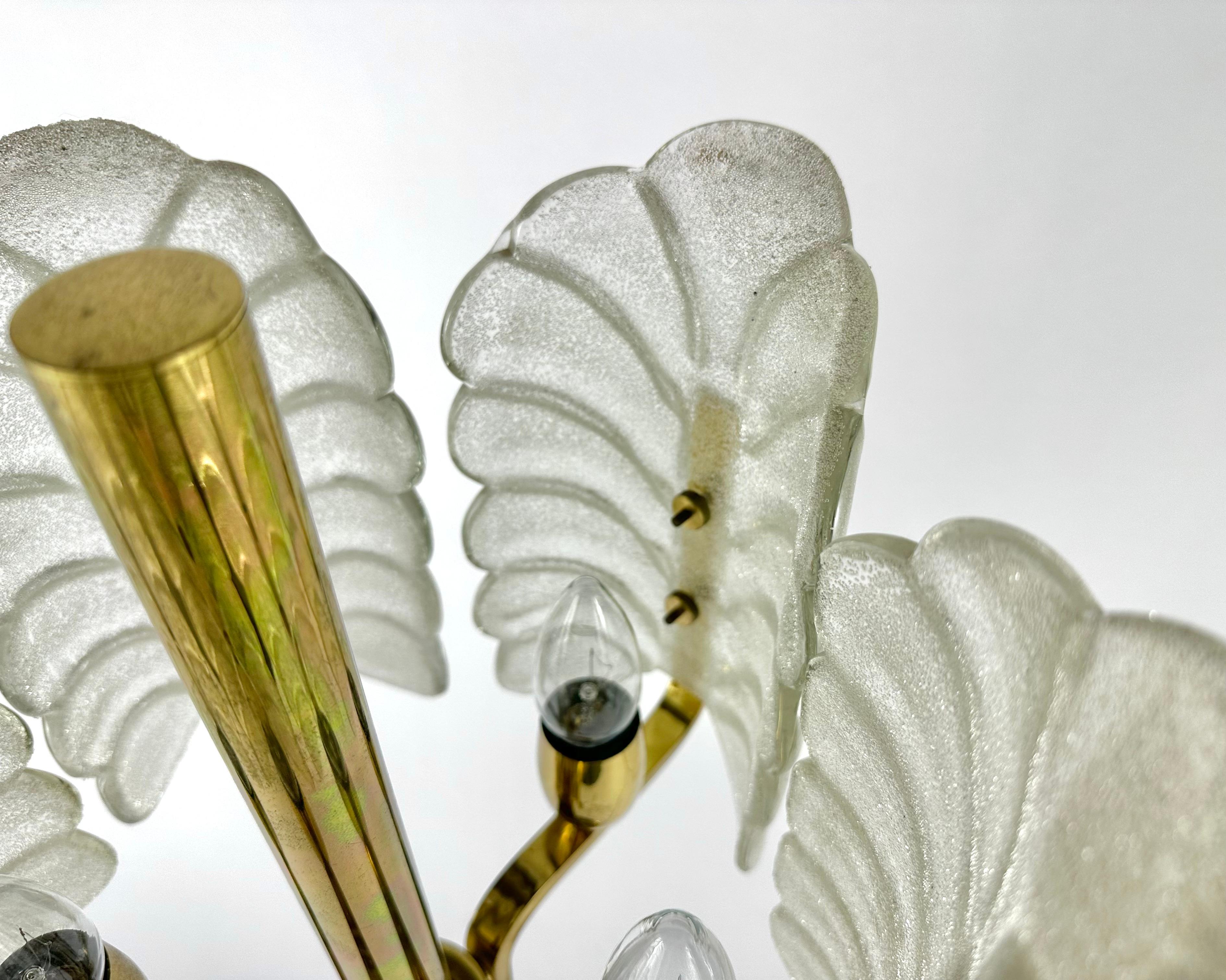 Table Lamp Vintage Glass Leaves and Brass by Carl Fagerlund for Orrefors 1970s For Sale 1