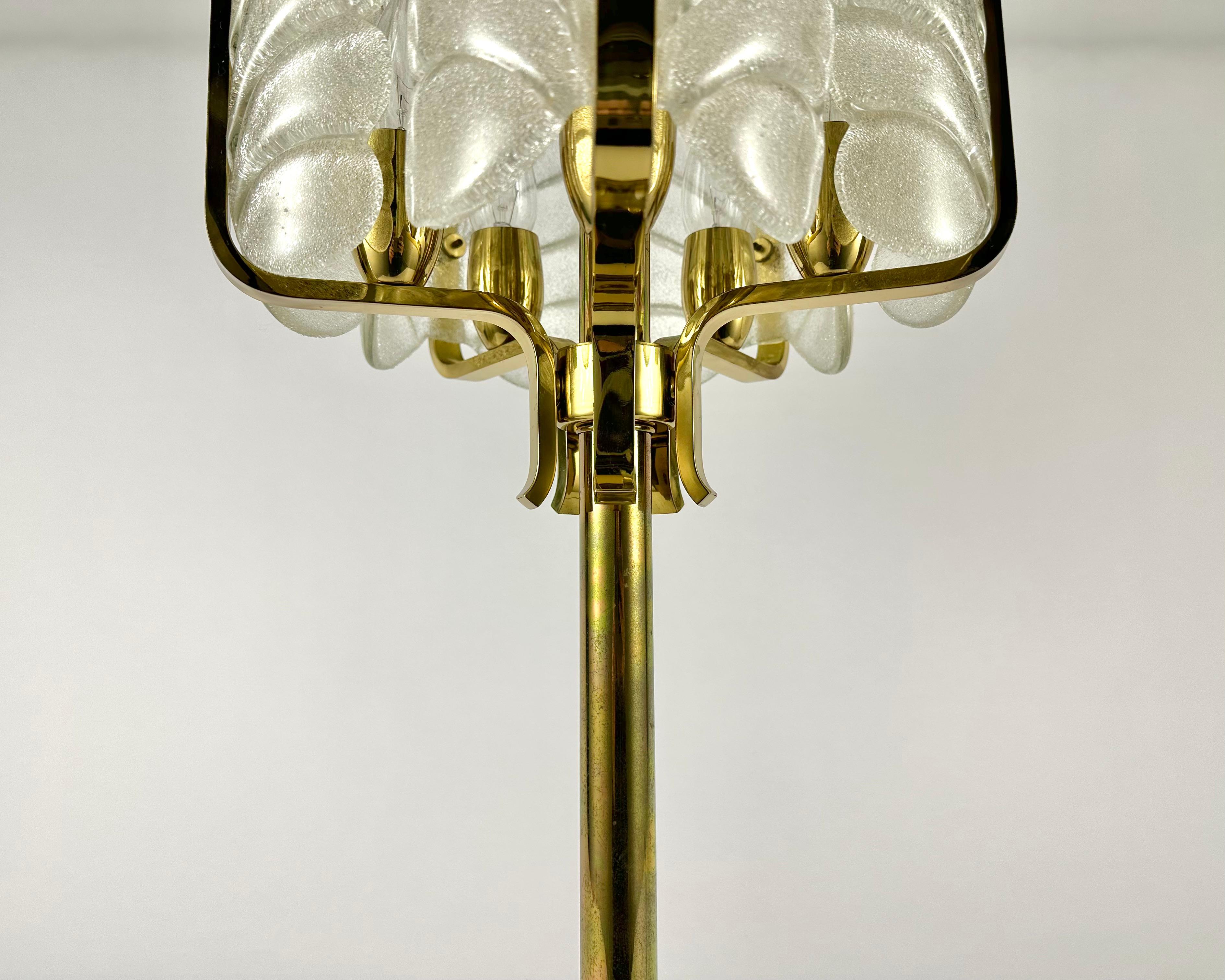 Table Lamp Vintage Glass Leaves and Brass by Carl Fagerlund for Orrefors 1970s For Sale 3