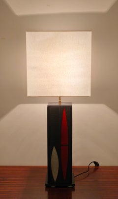 Table lamp with 16 ceramic tiles Navettes by Roger Capron, 1960s