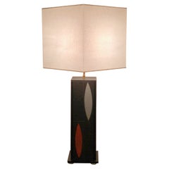 Table lamp with 16 ceramic tiles Navettes by Roger Capron, 1960s