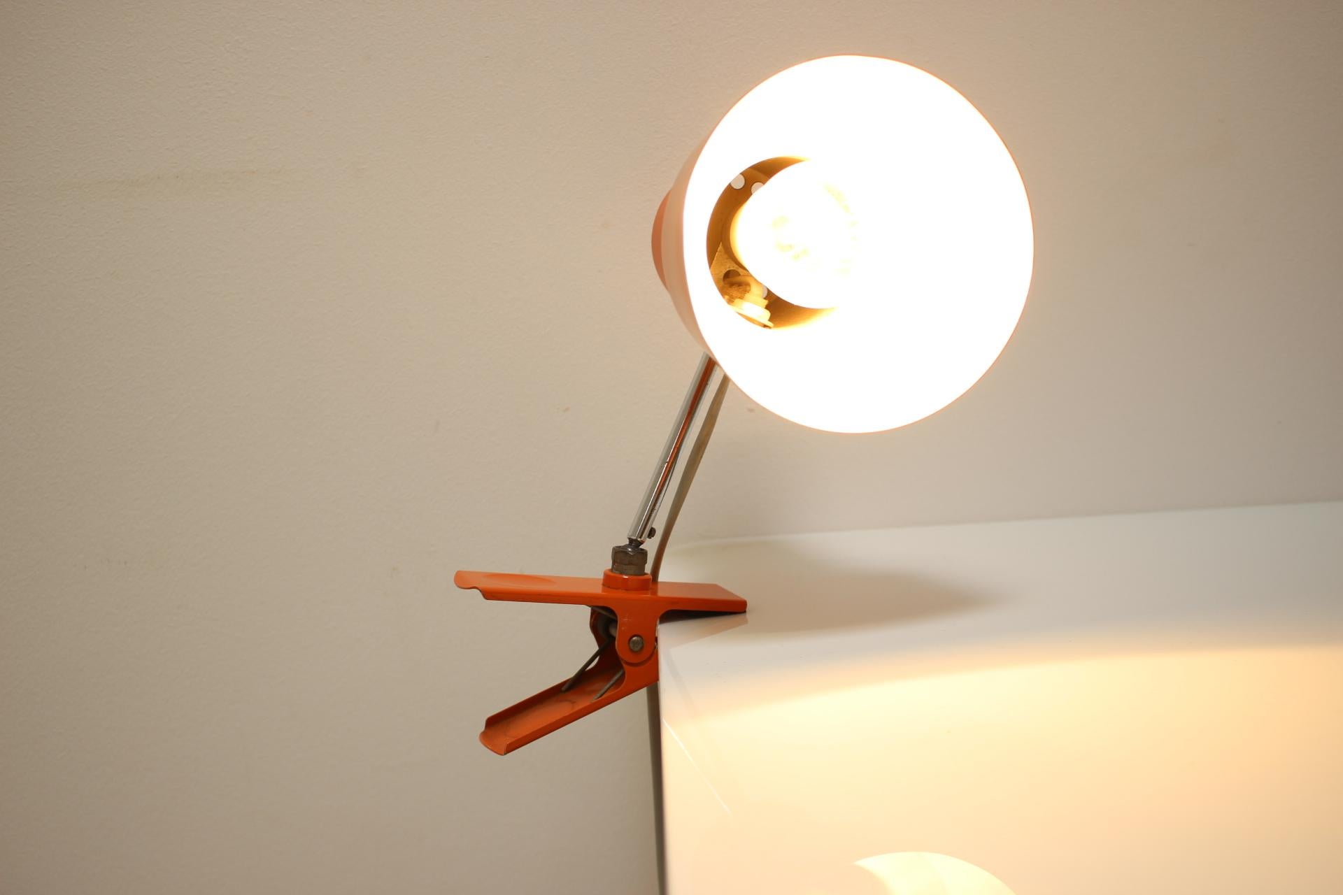 Table Lamp with a Clip Designed by Hurka for Napako, 1960's, Czechoslovakia In Good Condition For Sale In Praha, CZ