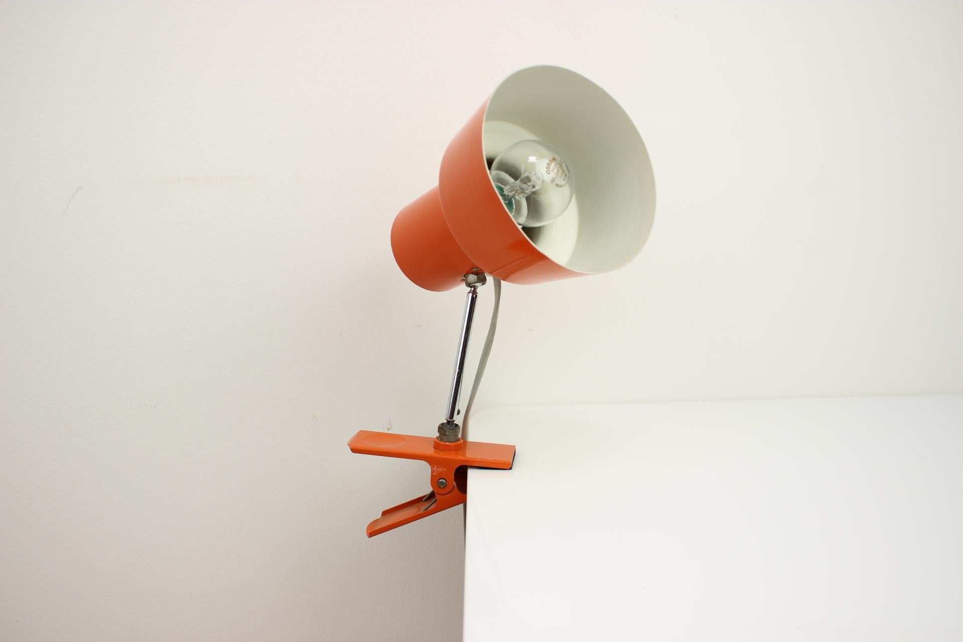 Metal Table Lamp with a Clip Designed by Hurka for Napako, 1960's, Czechoslovakia For Sale