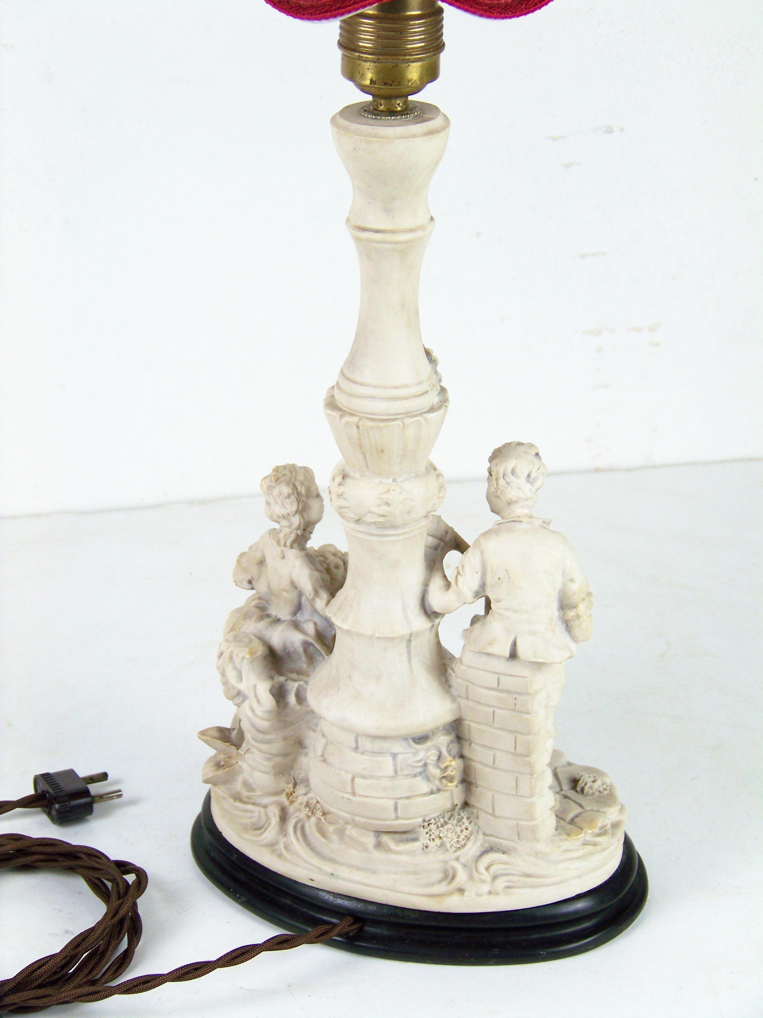 Belle Époque Table Lamp with a Gallant Scene For Sale