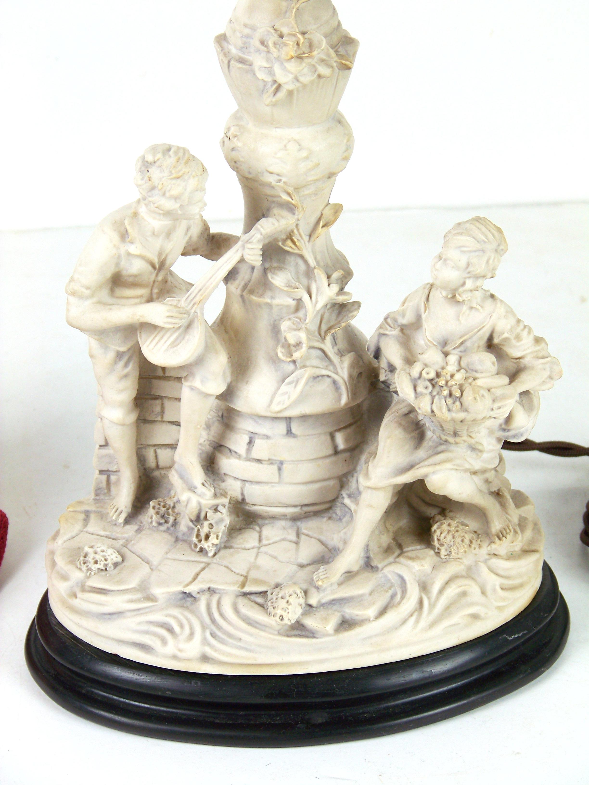 Table Lamp with a Gallant Scene In Good Condition For Sale In Praha, CZ