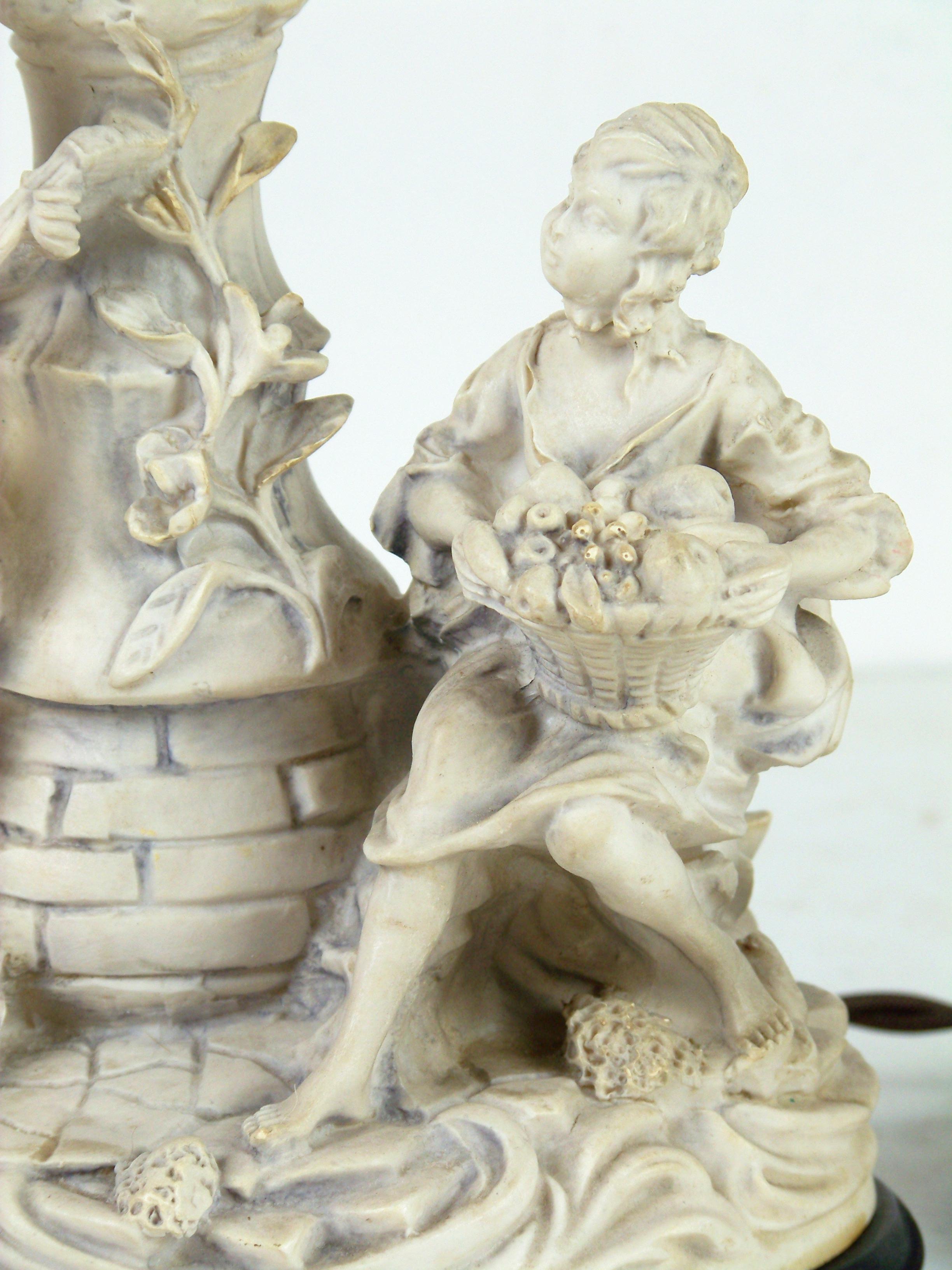 Porcelain Table Lamp with a Gallant Scene For Sale