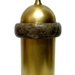 Table Lamp with a Phallic Shape in Brass and Mondragone Marble, 1970s