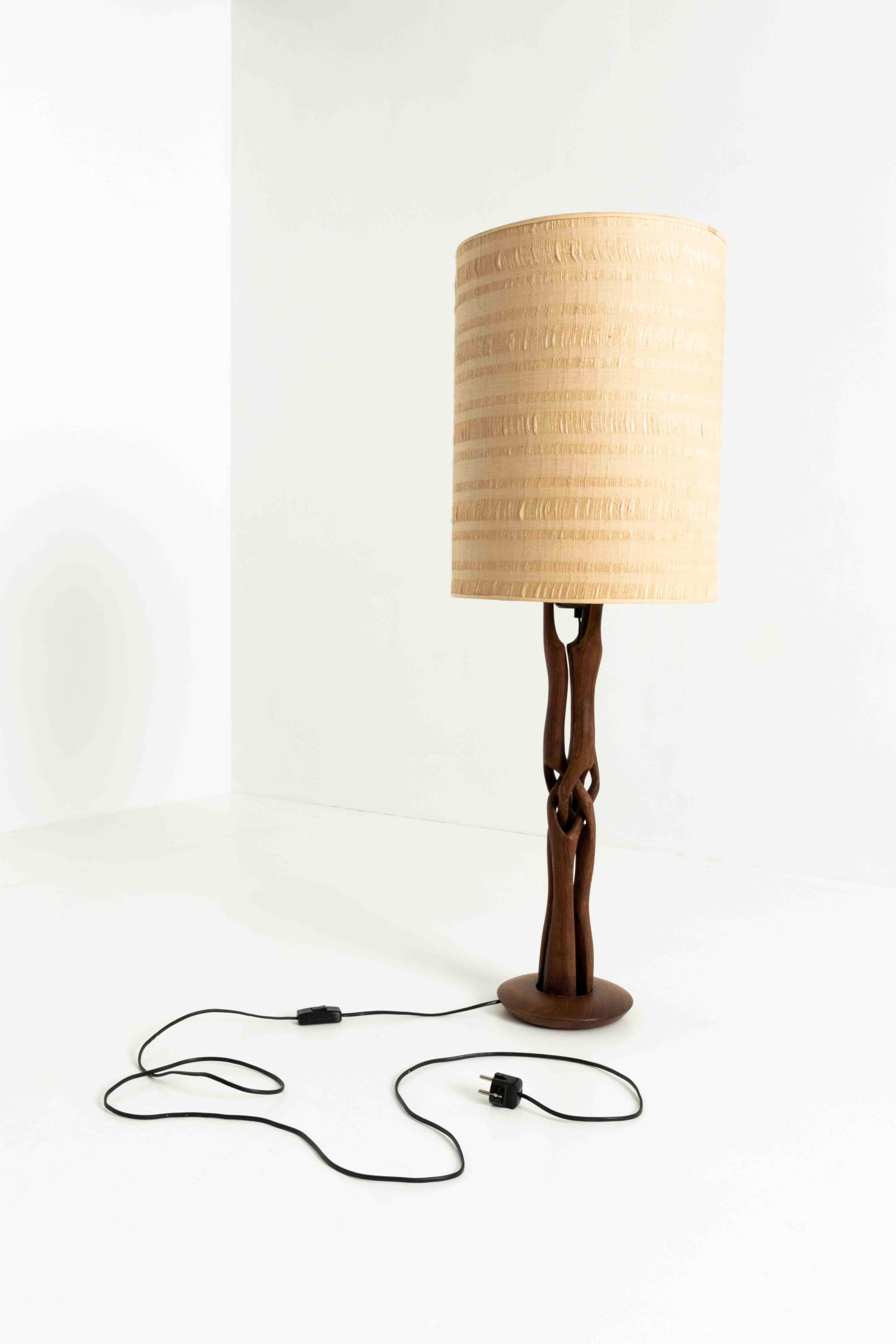 Mid-Century Modern Table Lamp with Abstract Wooden Base, Germany 1970s