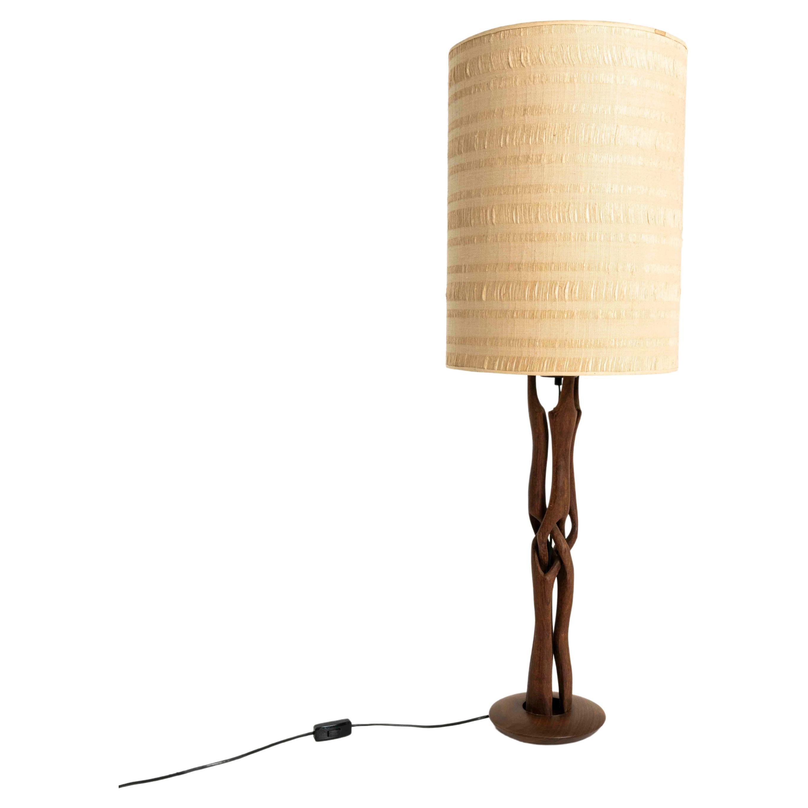 Table Lamp with Abstract Wooden Base, Germany 1970s
