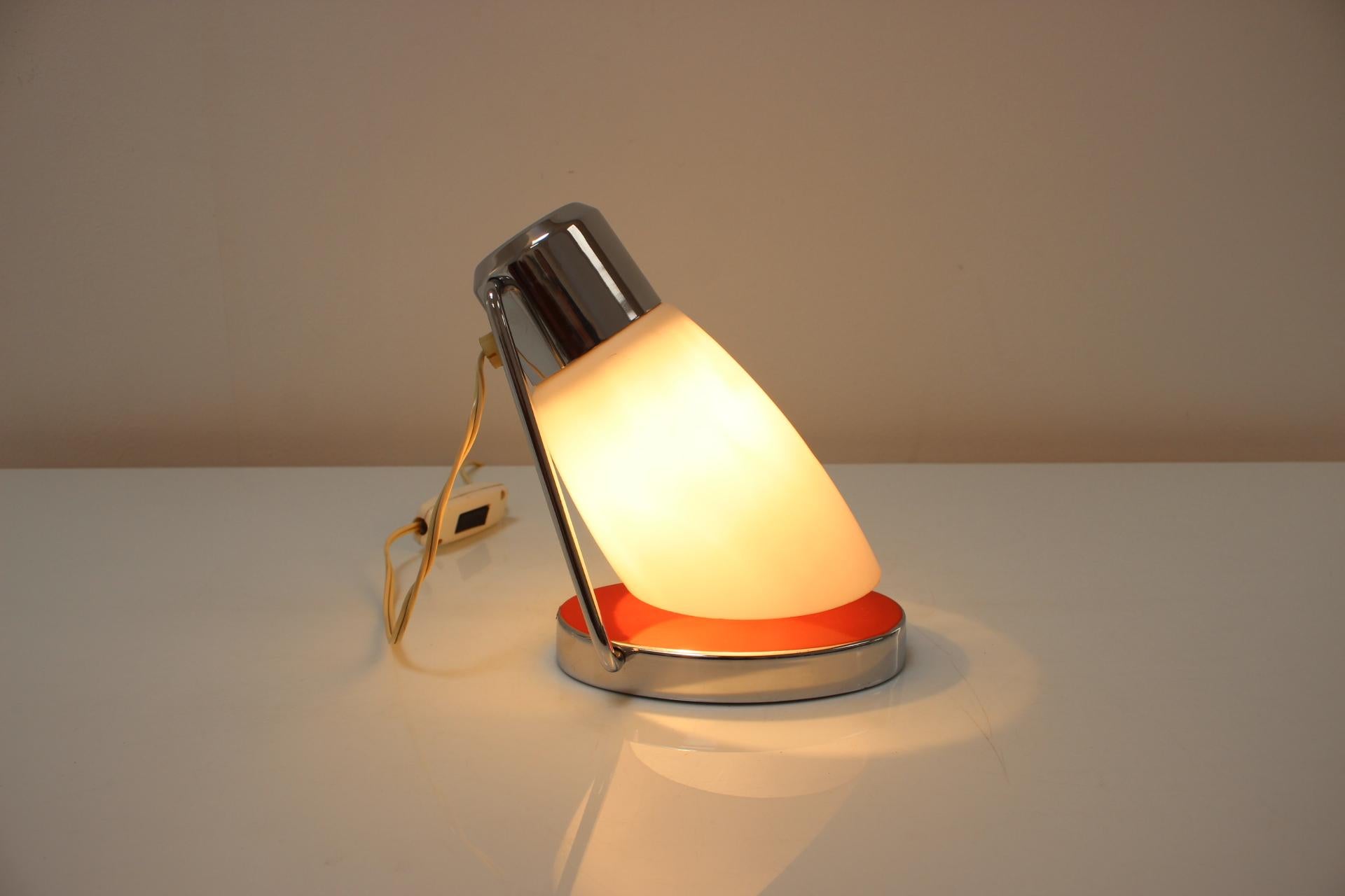 Glass Table Lamp with Adjustable Shade by Drupol, 1950s For Sale