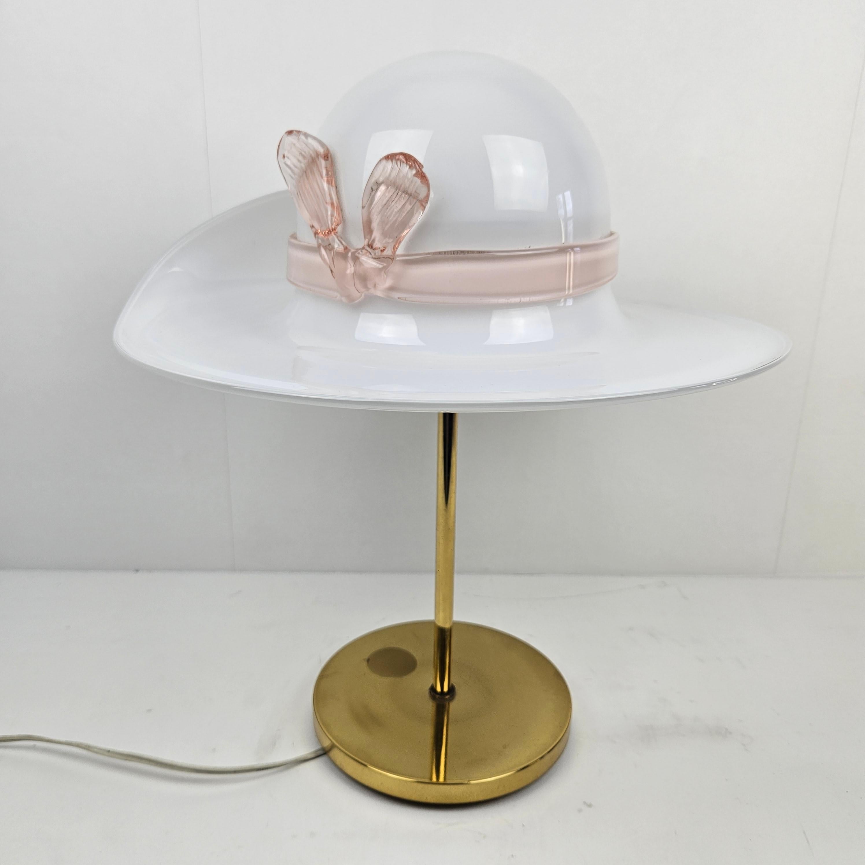 Table Lamp with Brass and Murano Glass, Italy 1970's For Sale 2