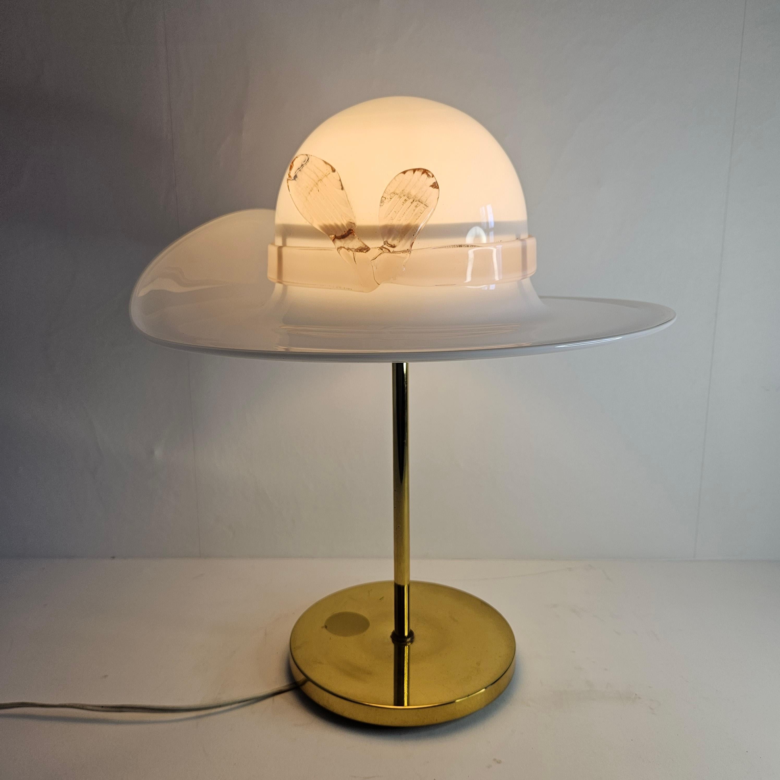 Mid-Century Modern Table Lamp with Brass and Murano Glass, Italy 1970's For Sale