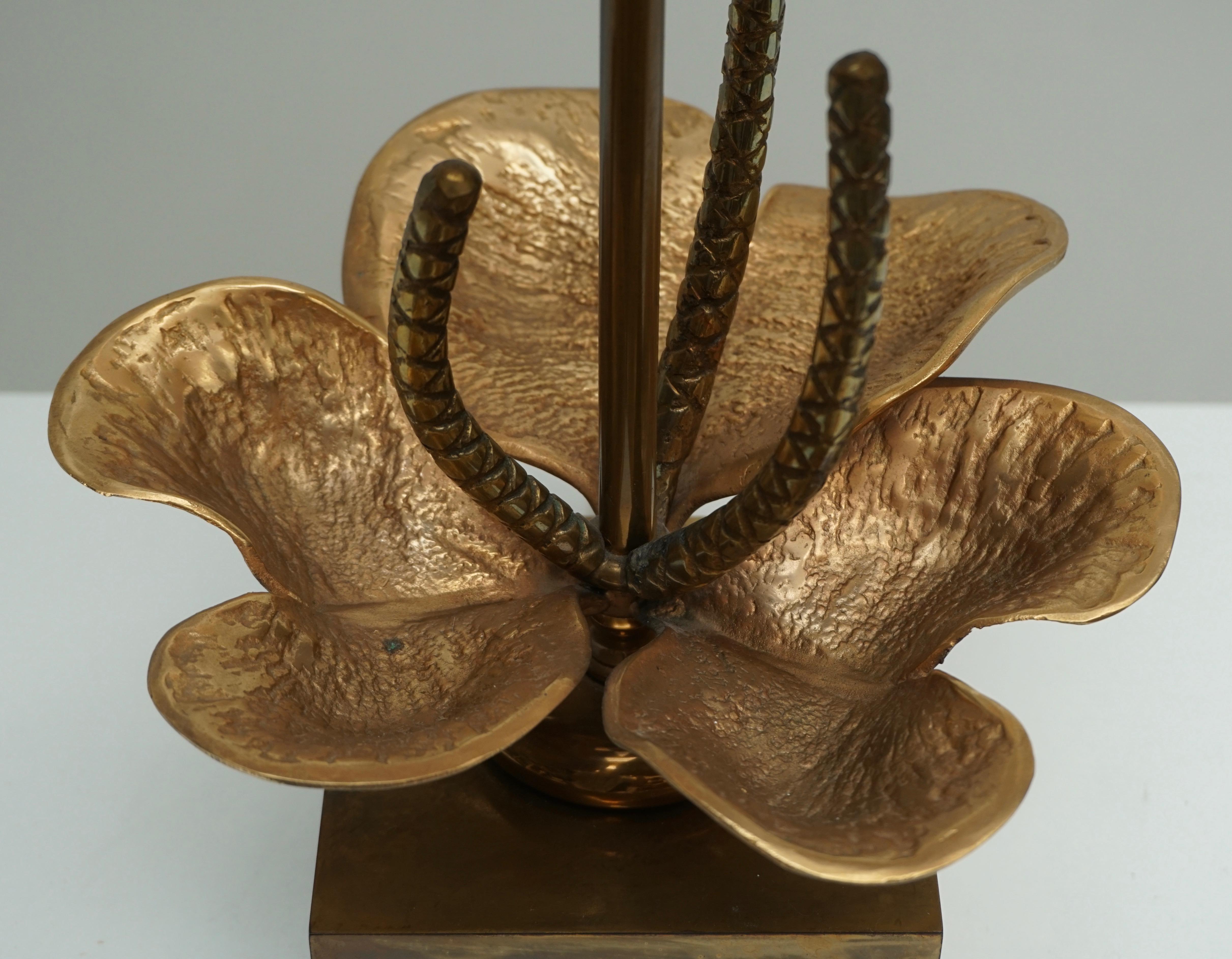 French Table Lamp with Brass Flower