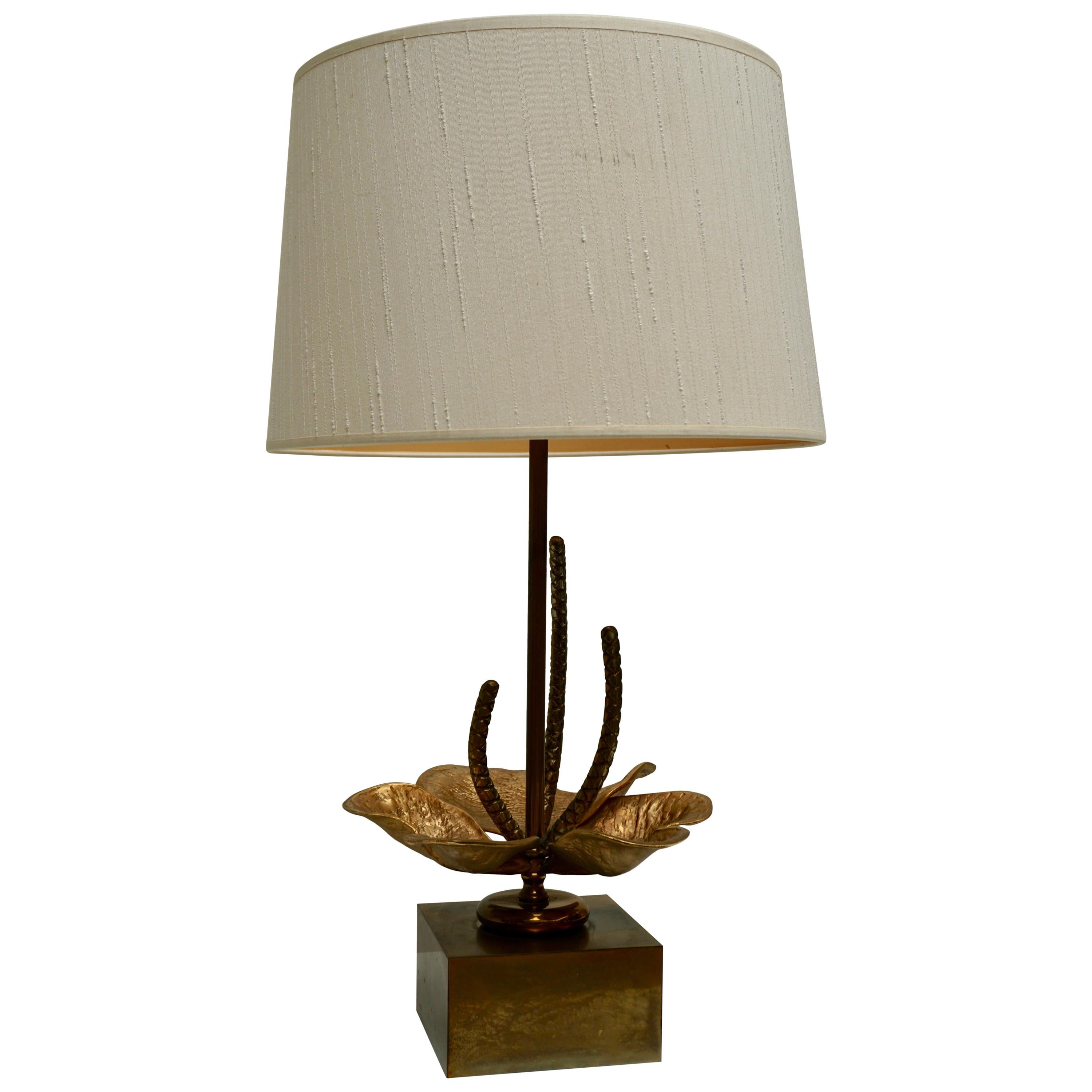 Table Lamp with Brass Flower