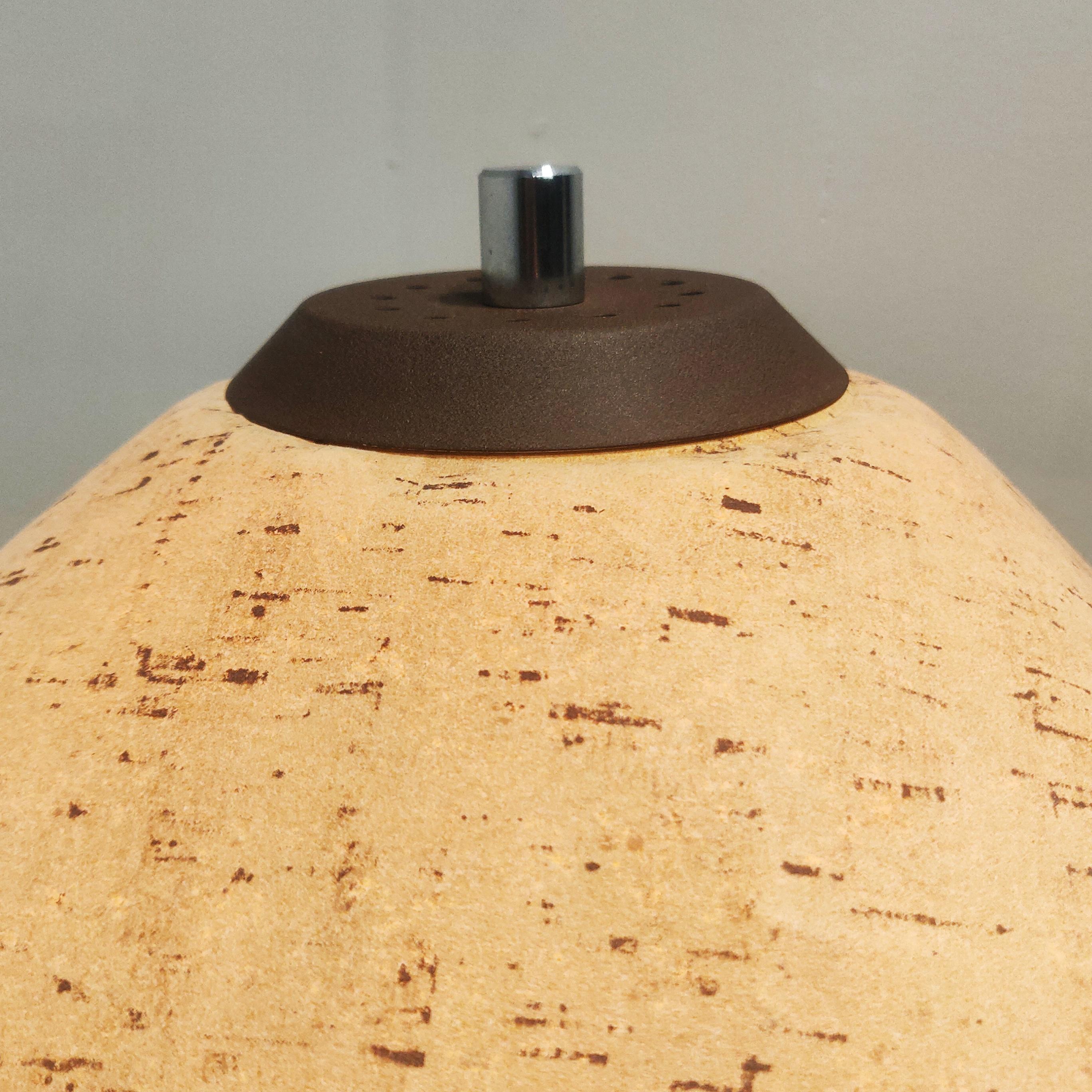 Table lamp with chrome and cork details by Herda for Lampadari 3 Luci, 1970s For Sale 4
