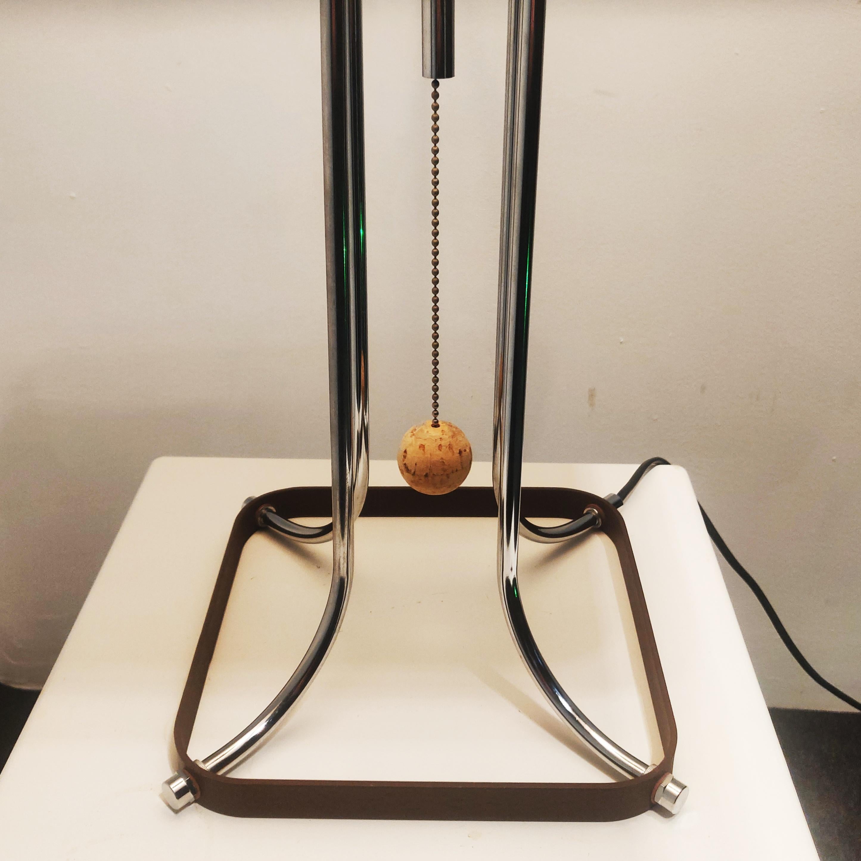 Metal Table lamp with chrome and cork details by Herda for Lampadari 3 Luci, 1970s For Sale