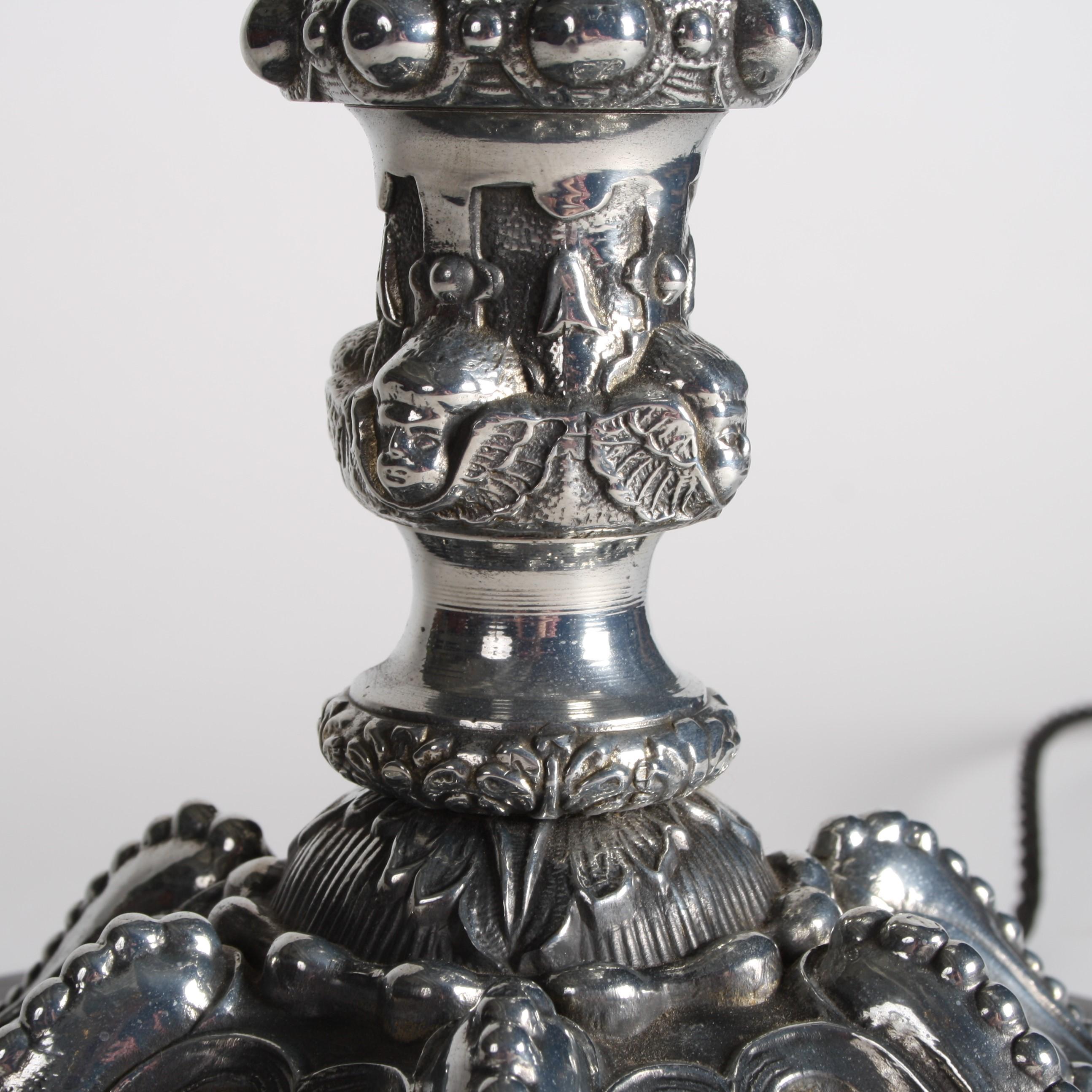 Spelter Table Lamp with Classical Motifs For Sale