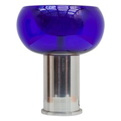 Table Lamp with Cobalt Blue Glass Shade designed by Doria 1970s, Germany